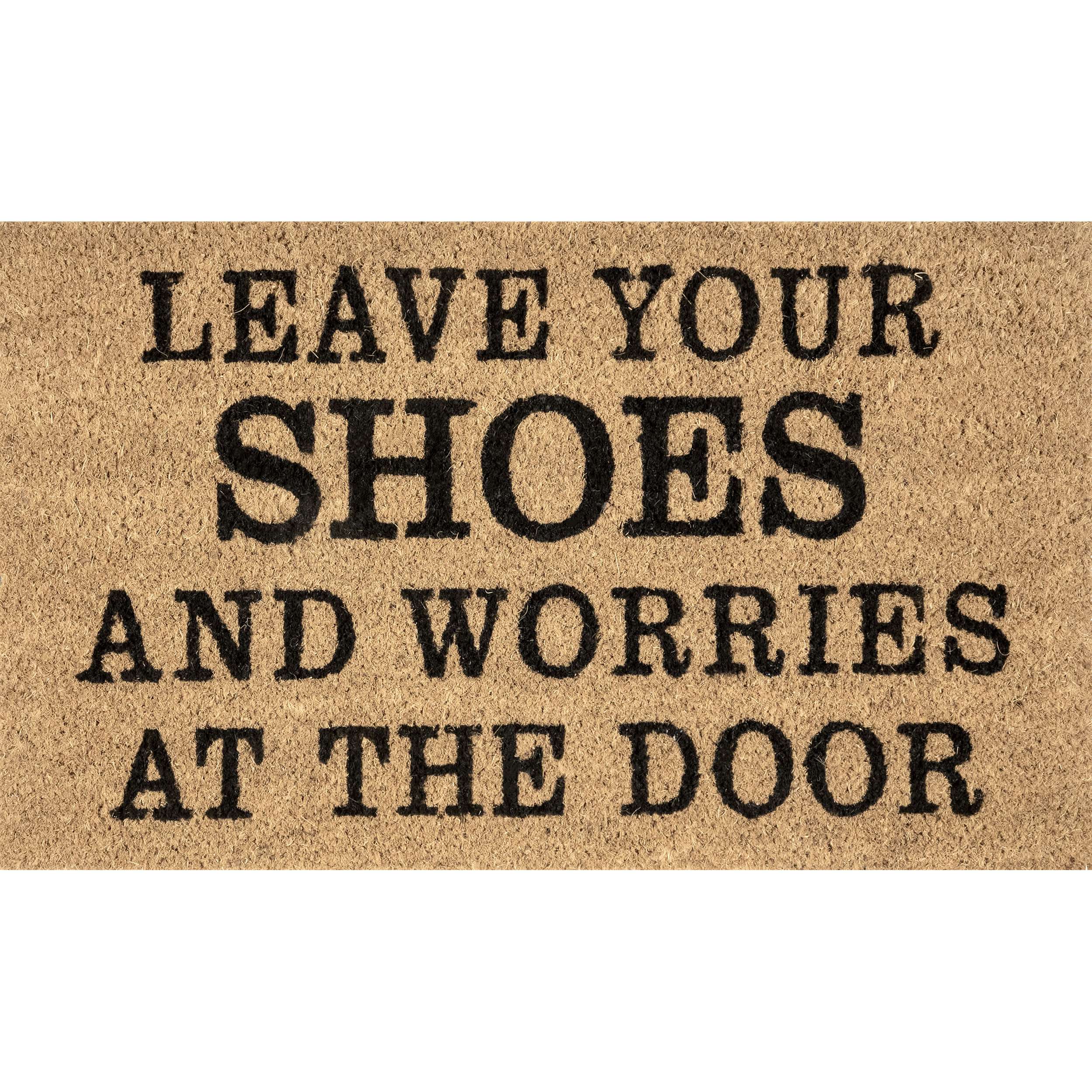 Leave Shoes and Worries Coir Doormat