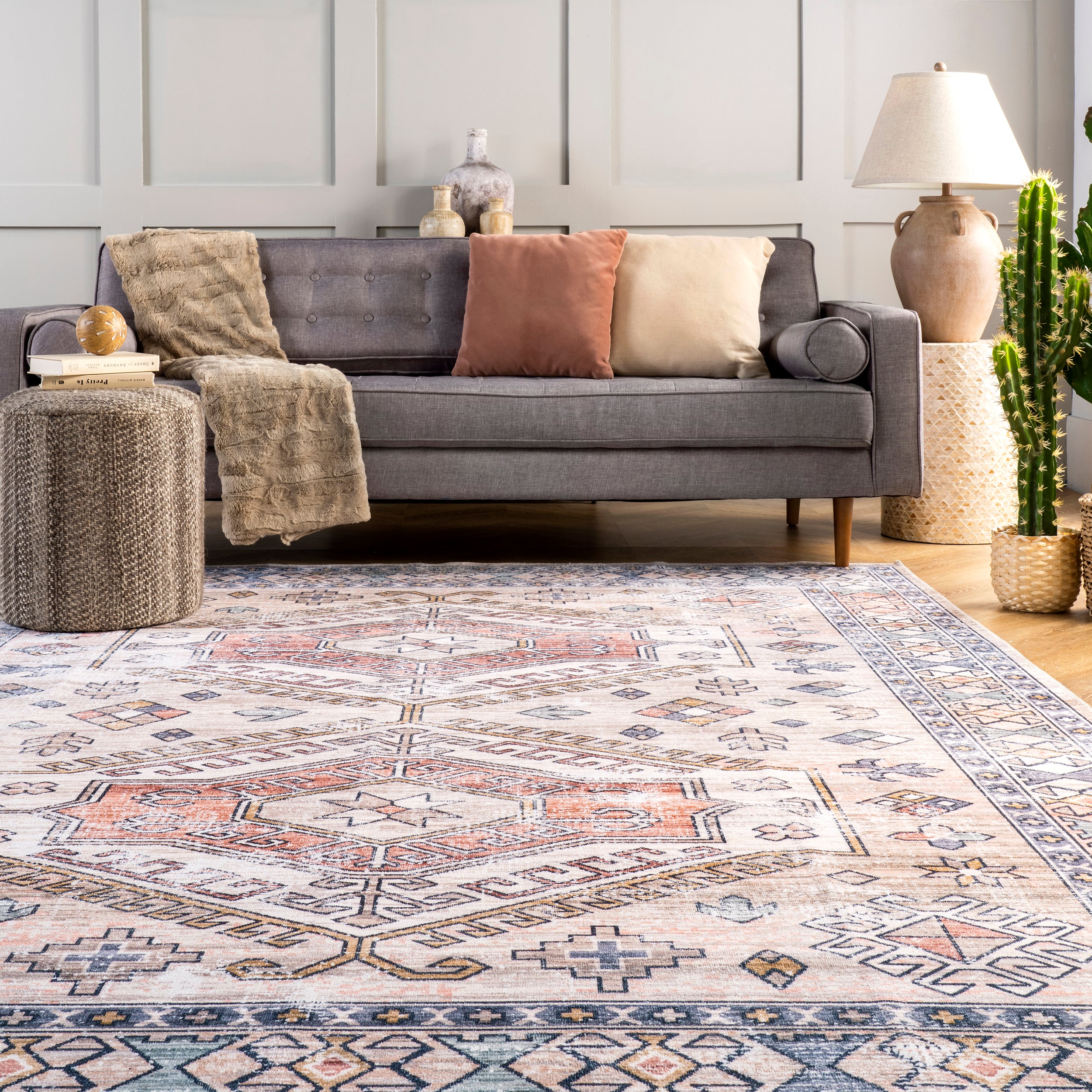Mae Tribal Motif Machine Washable Area Rug - Image 8