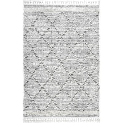Skylar Textured Cable Trellis Tassel Area Rug