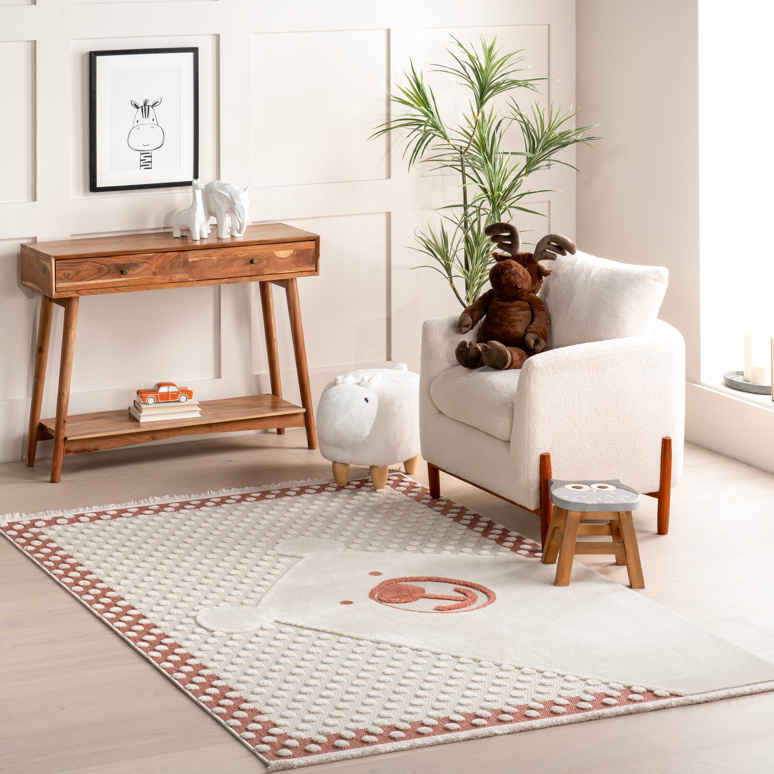 Cecelia Polar Bear Kids Fringe Area Rug - Image 2