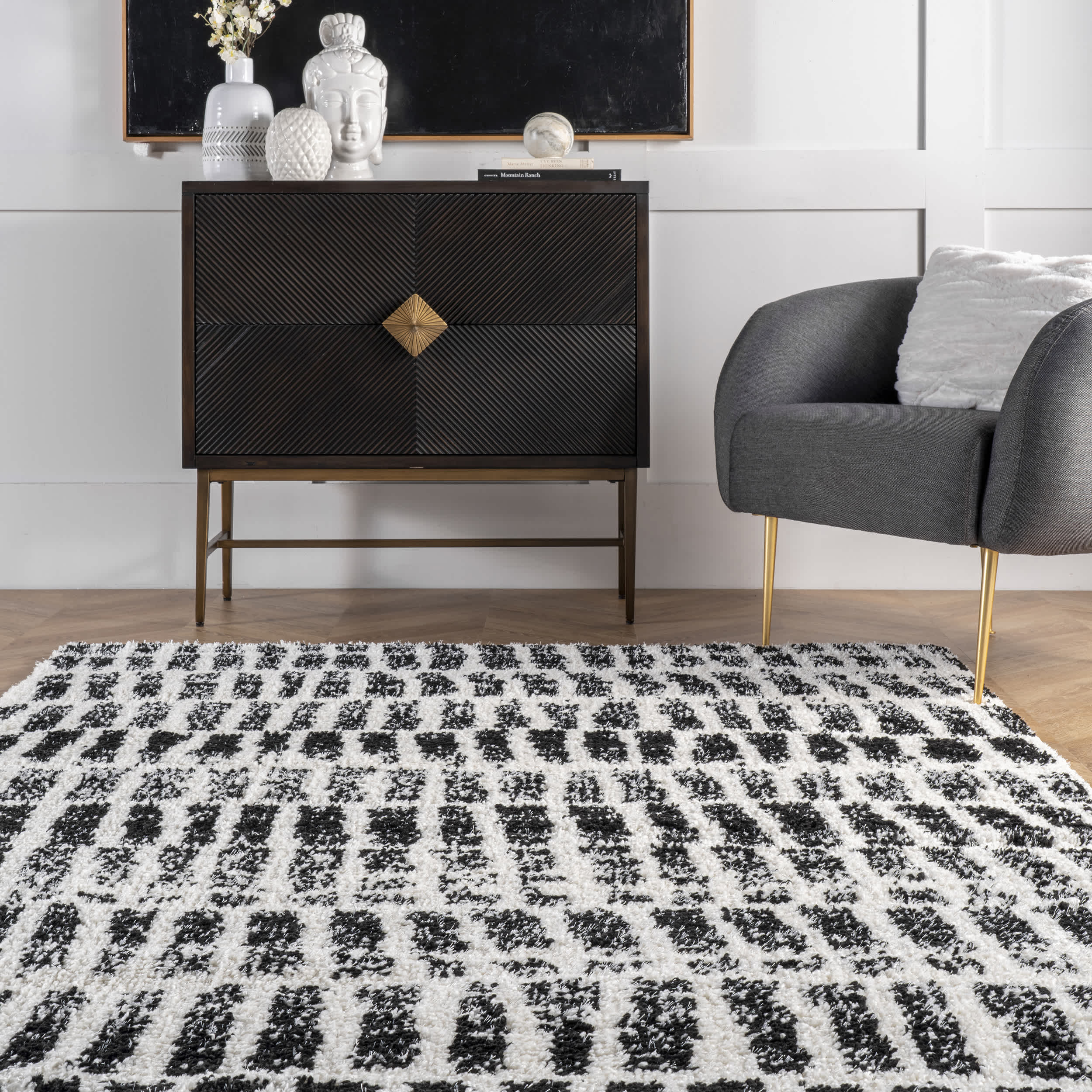 Zoey Distressed Dash Shag Area Rug - Image 8