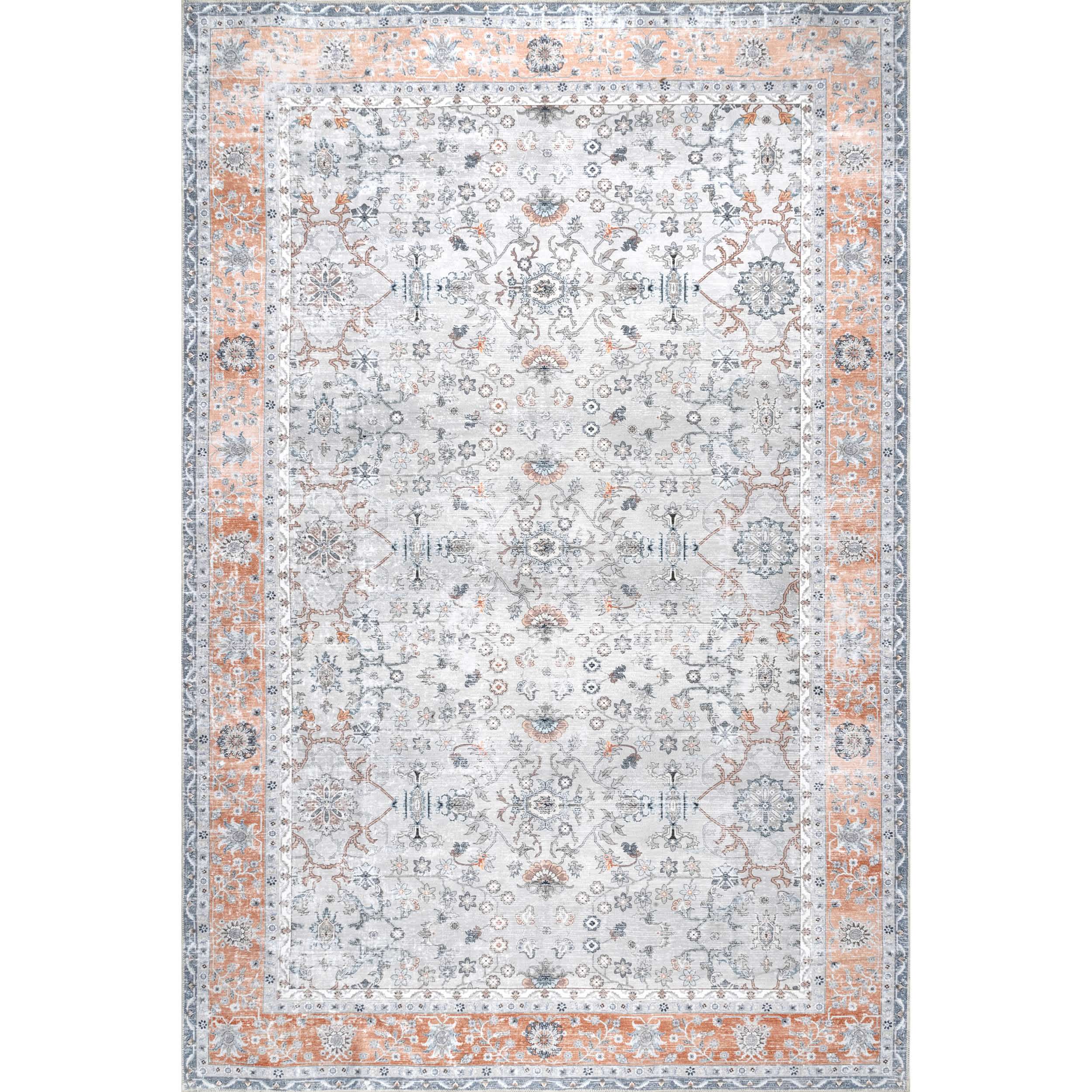 Julia Machine Washable Transitional Border Area Rug