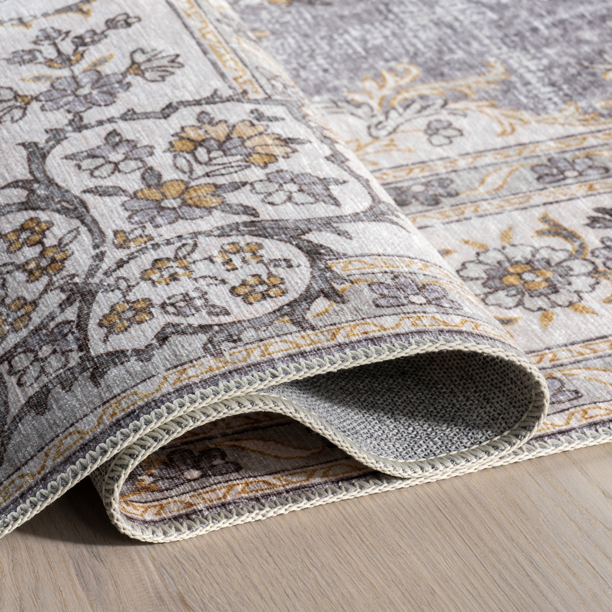 Teja SplashGuard Persian Medallion Machine Washable Area Rug - Image 13