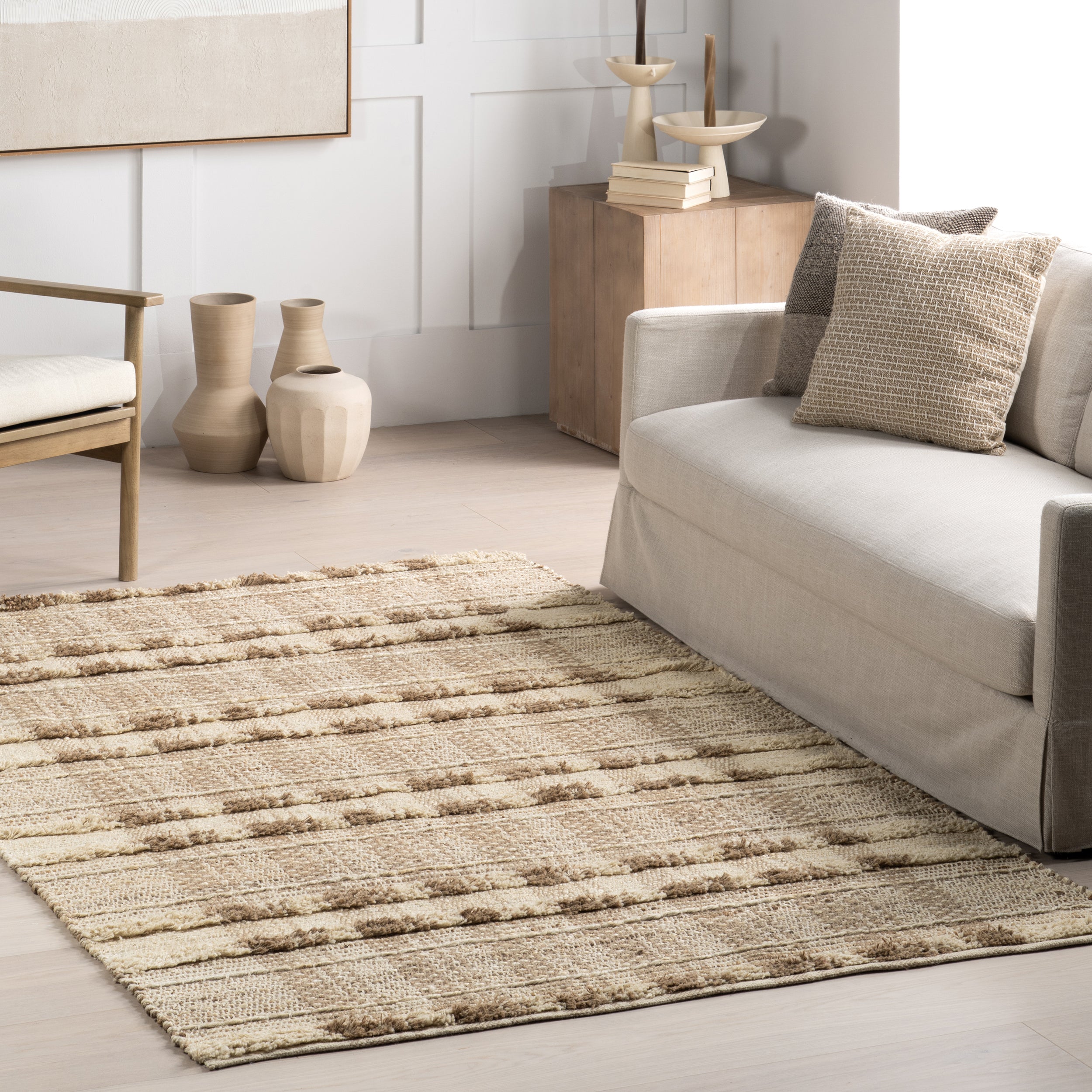 Blakley Textured Plaid Jute Area Rug - Image 2