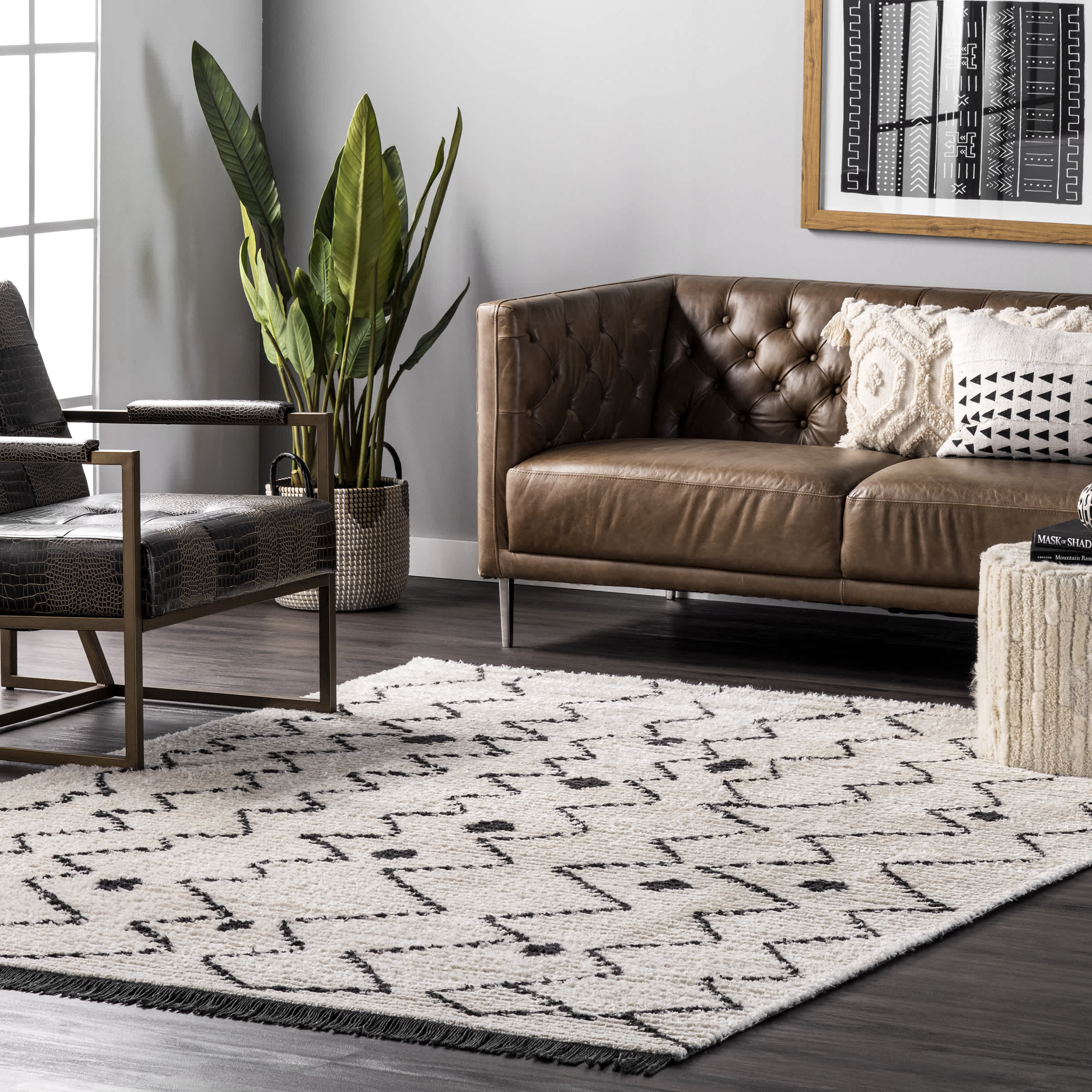Mari Moroccan Soft Shag Fringe Area Rug - Image 2