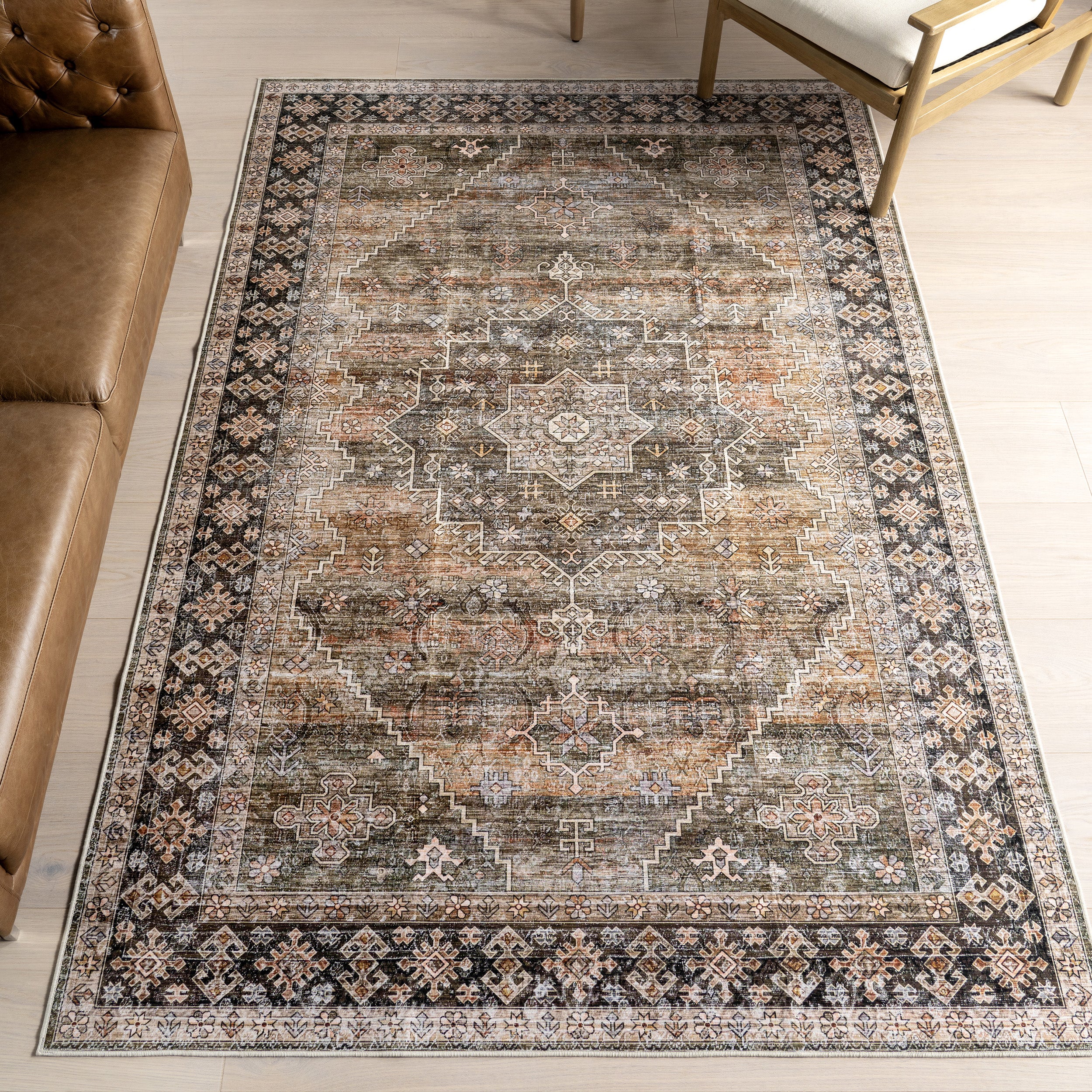Purdie Medallion Spill Proof Machine Washable Area Rug - Image 2