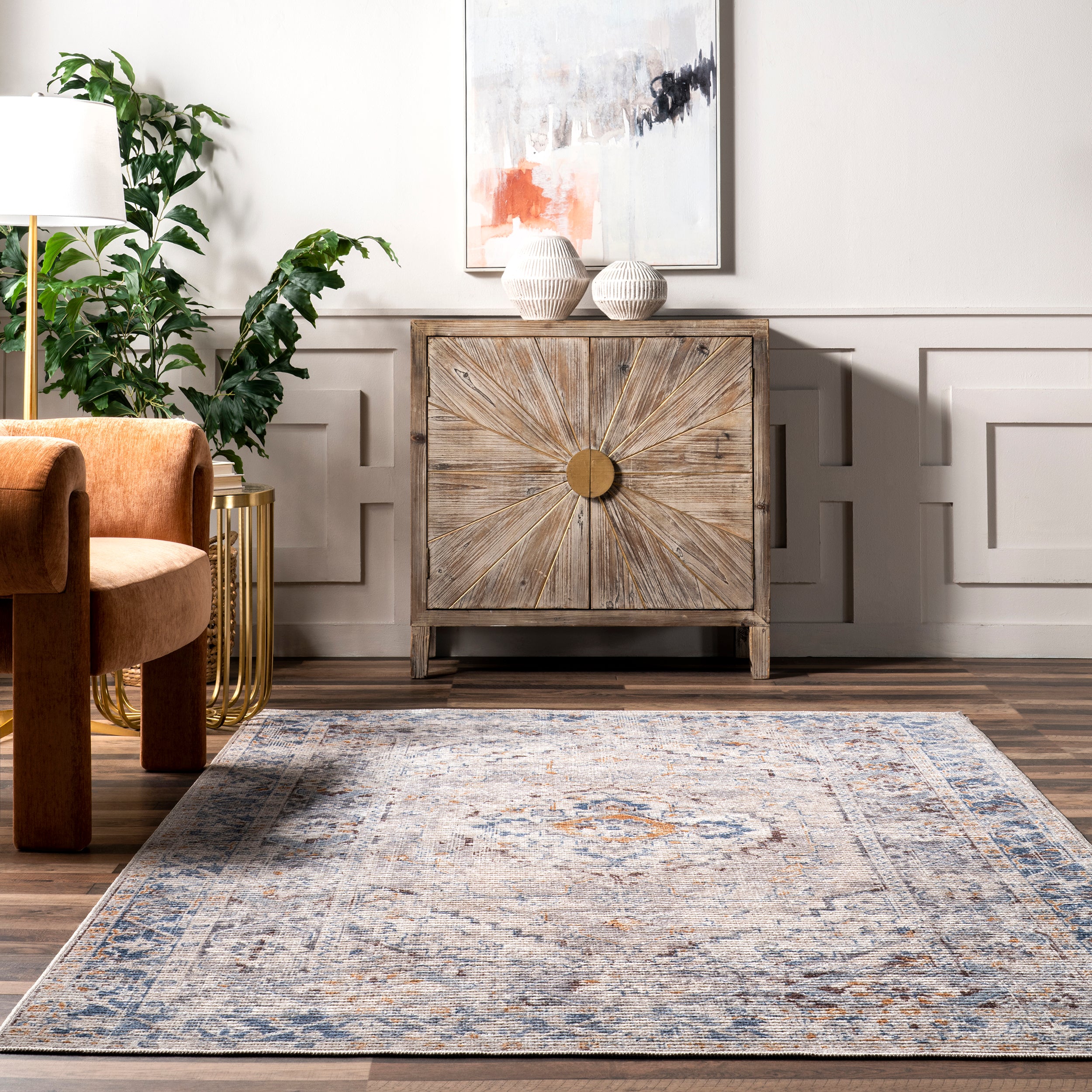 Vintage Medallion Machine Washable Area Rug - Image 8