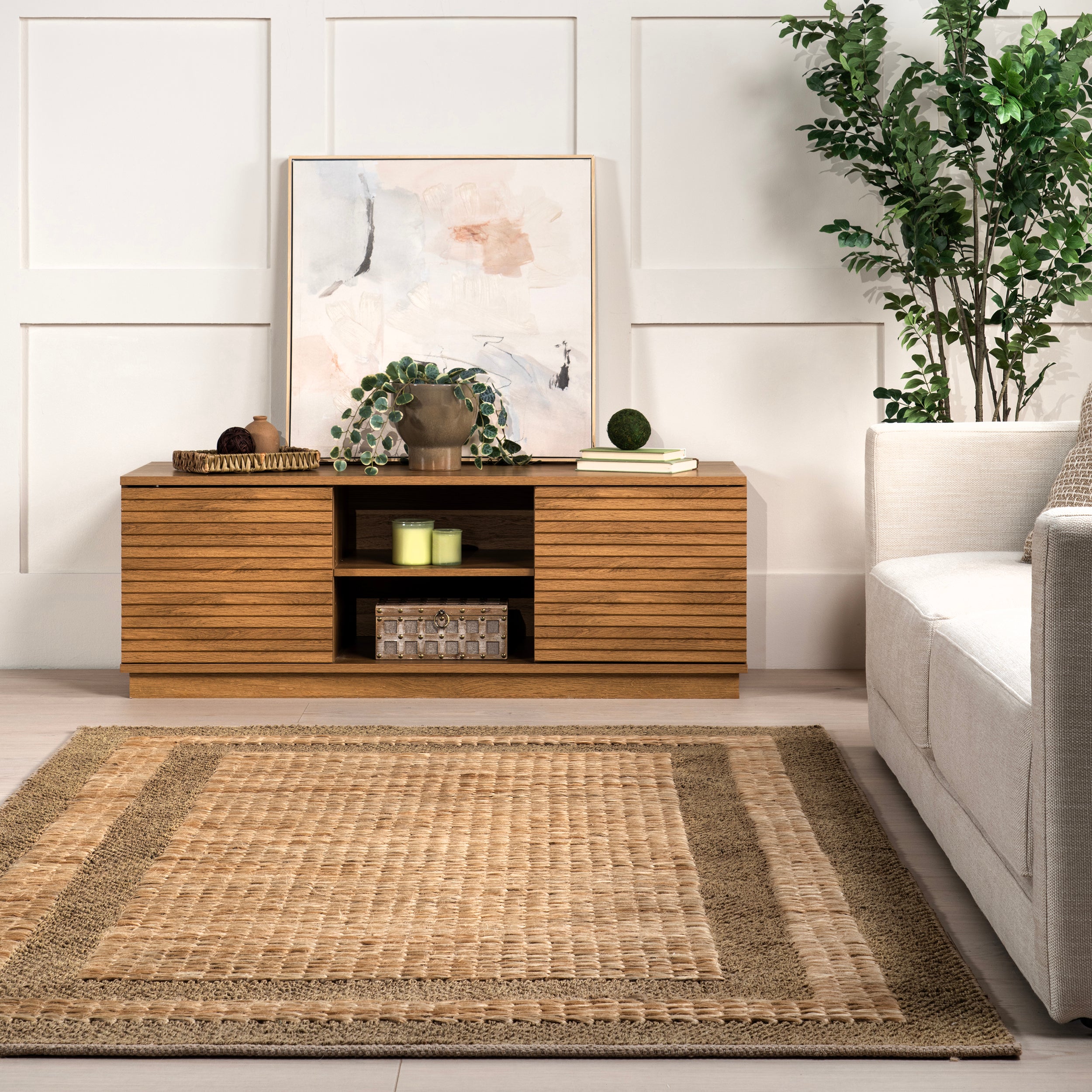 Linnett Farmhouse Bordered Jute Area Rug - Image 8