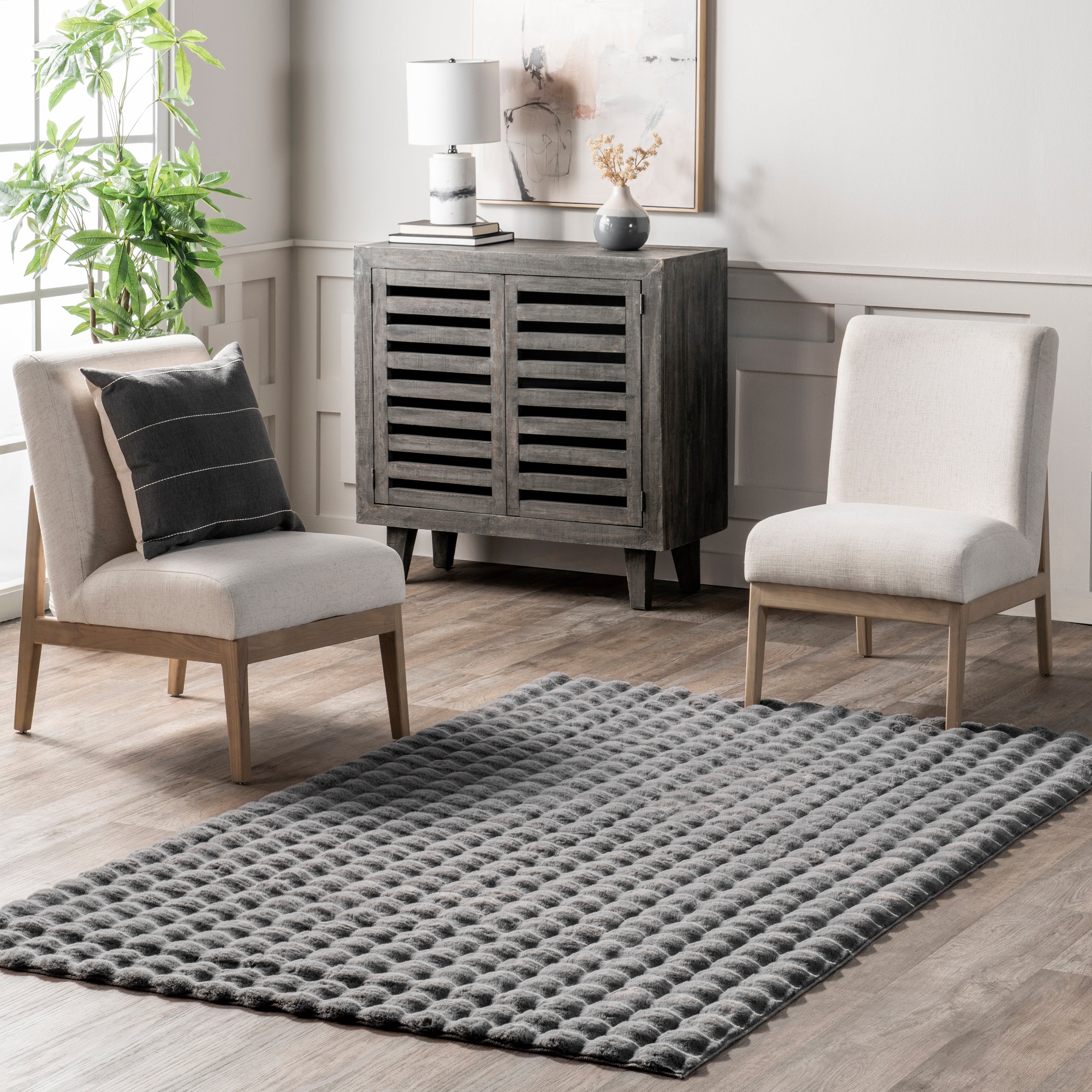 Jeni Solid Faux Rabbit Machine Washable Area Rug - Image 12
