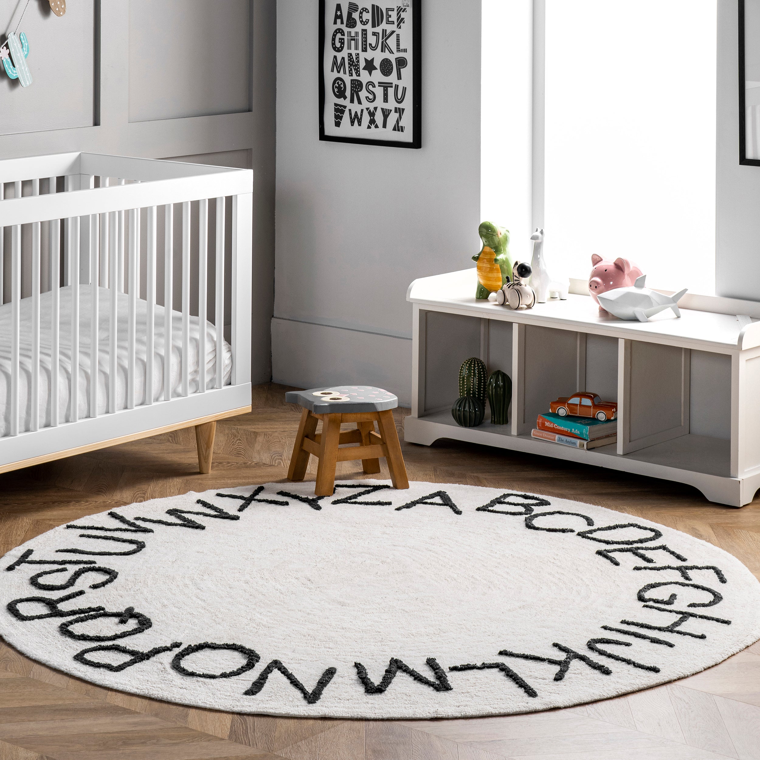 Kids Washable Round Alphabet Rug - Image 21