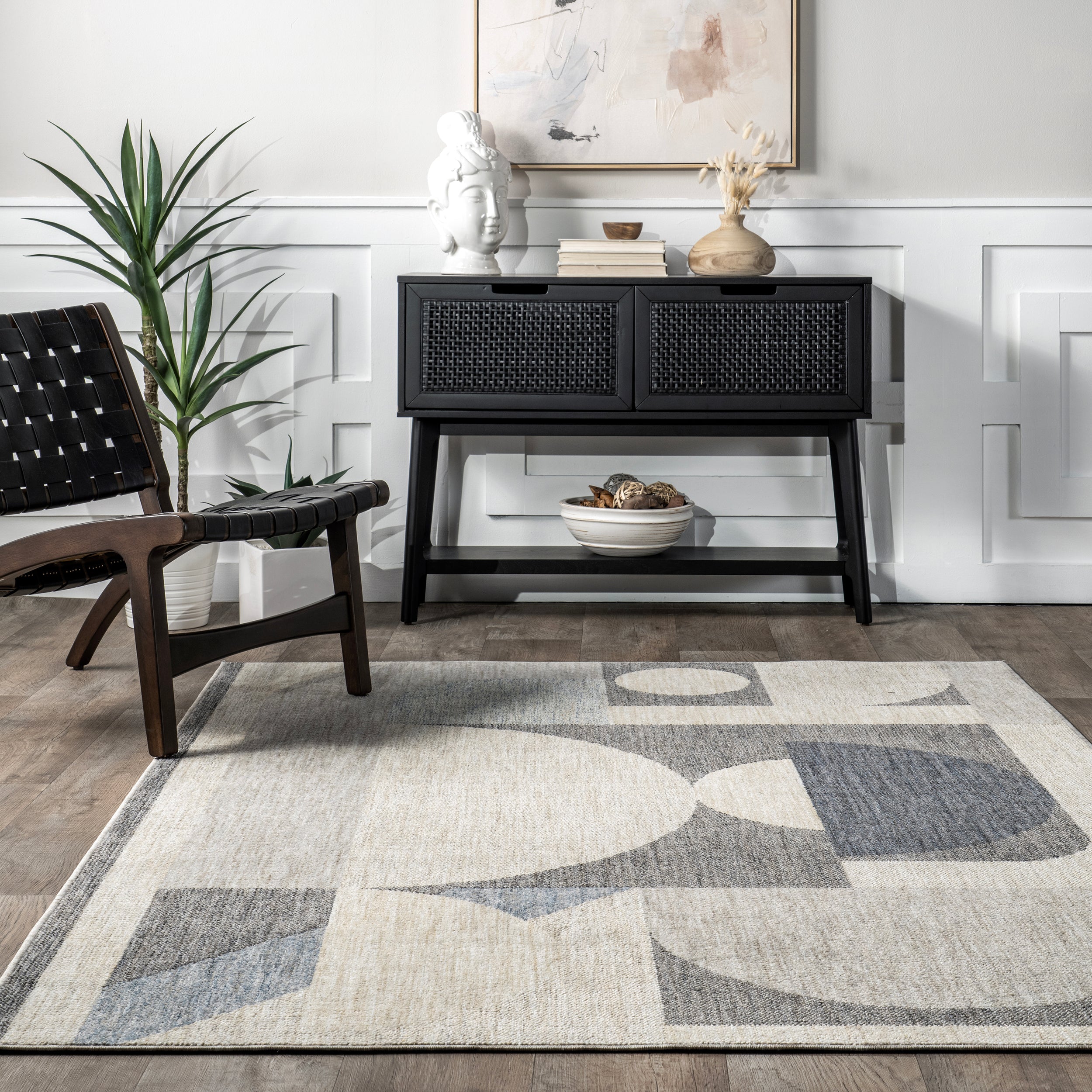Rhona Modern Geometric Recycled Area Rug - Image 8