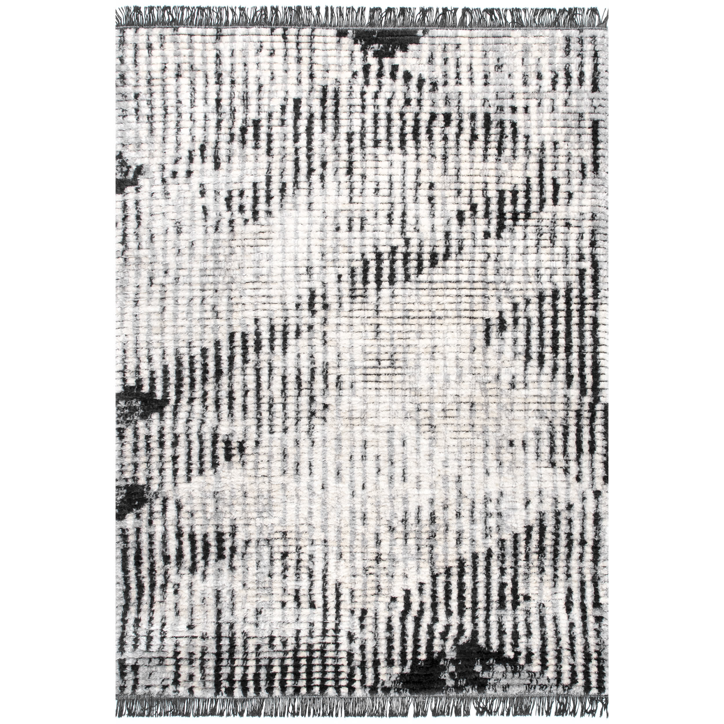 Mandi Soft Shag Abstract Fringe Area Rug