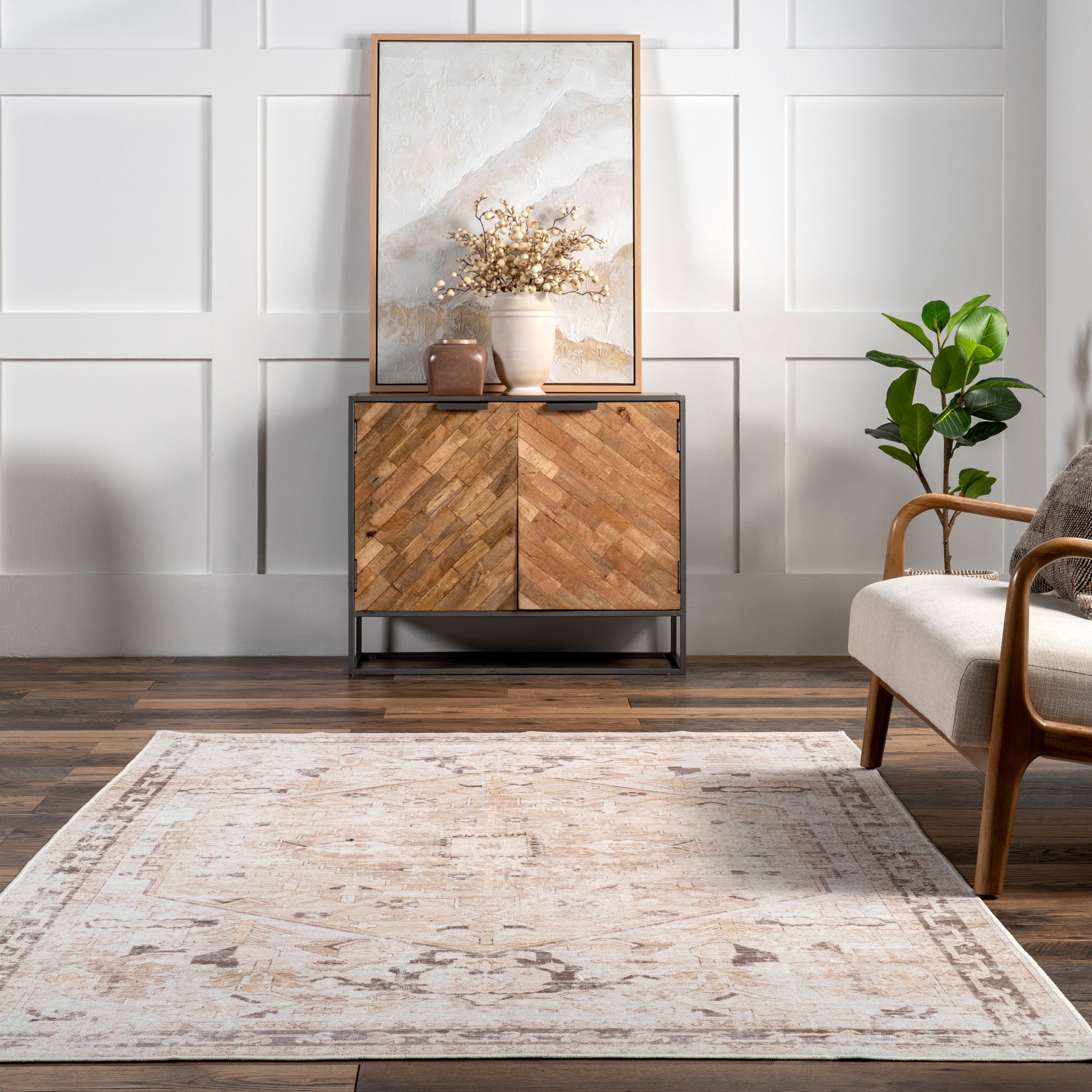 Diane Vintage Medallion Machine Washable Area Rug - Image 8