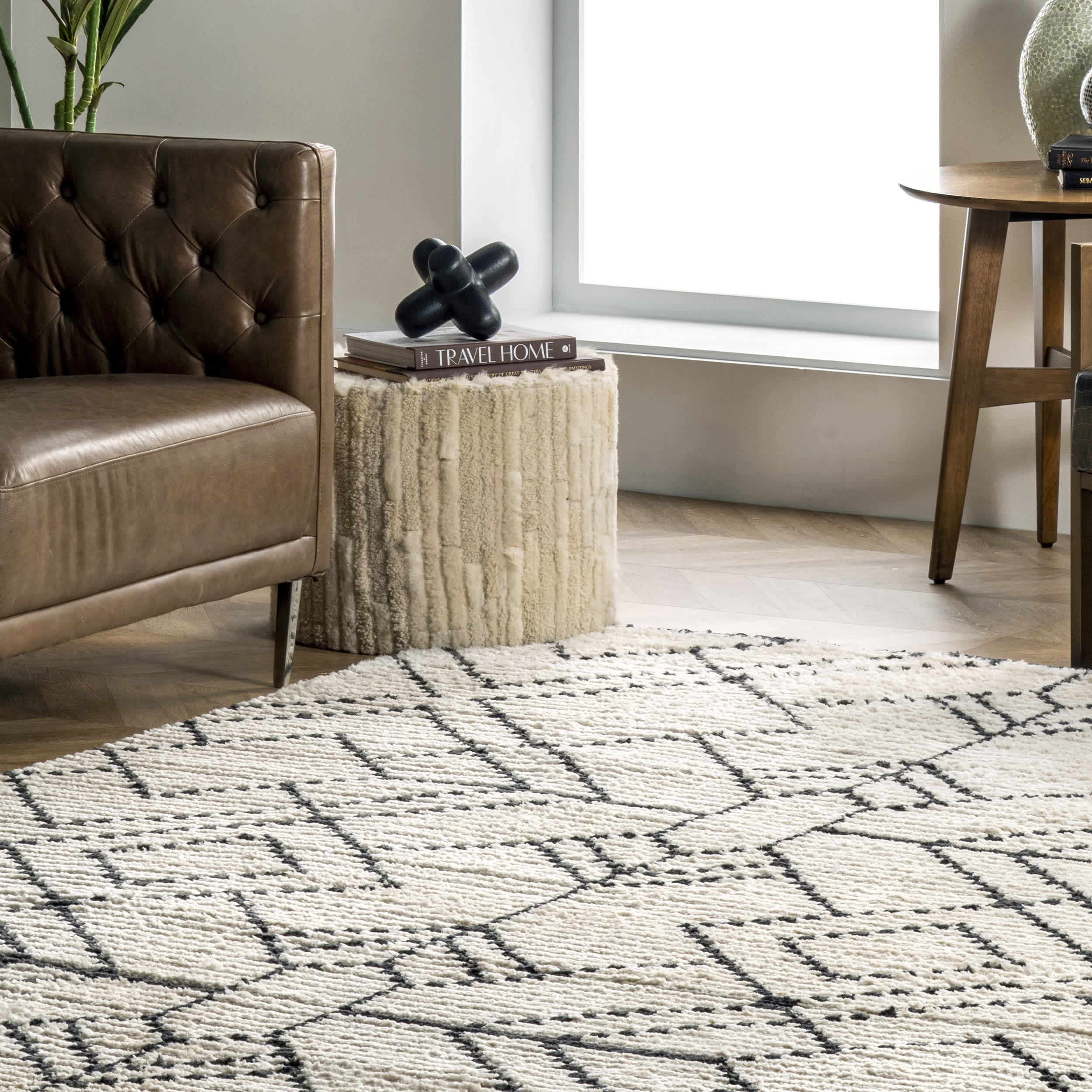 Carlina Modern Geometric Soft Shag Fringe Area Rug - Image 9