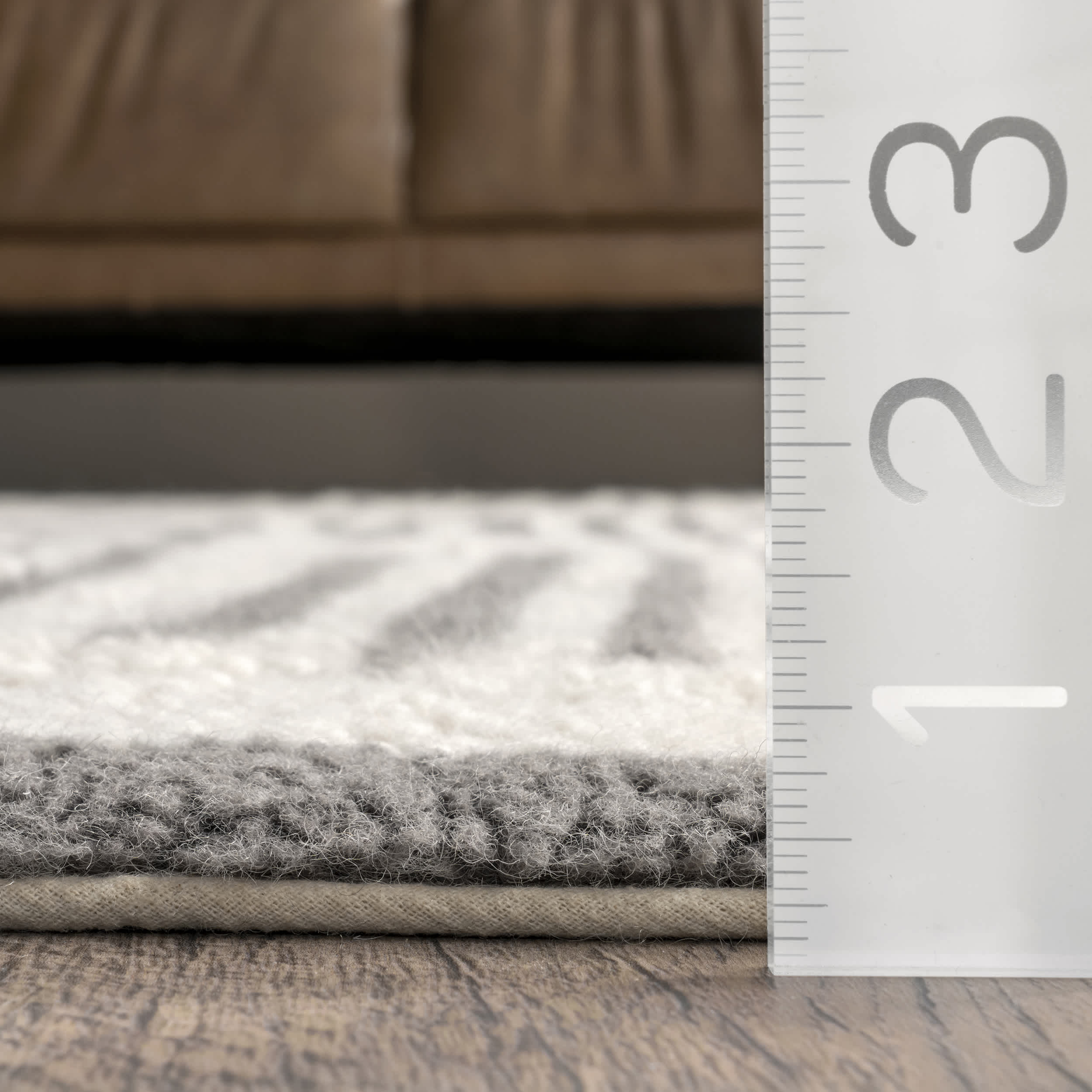 Paneled Pinstripes Wool Washable Area Rug - Image 3