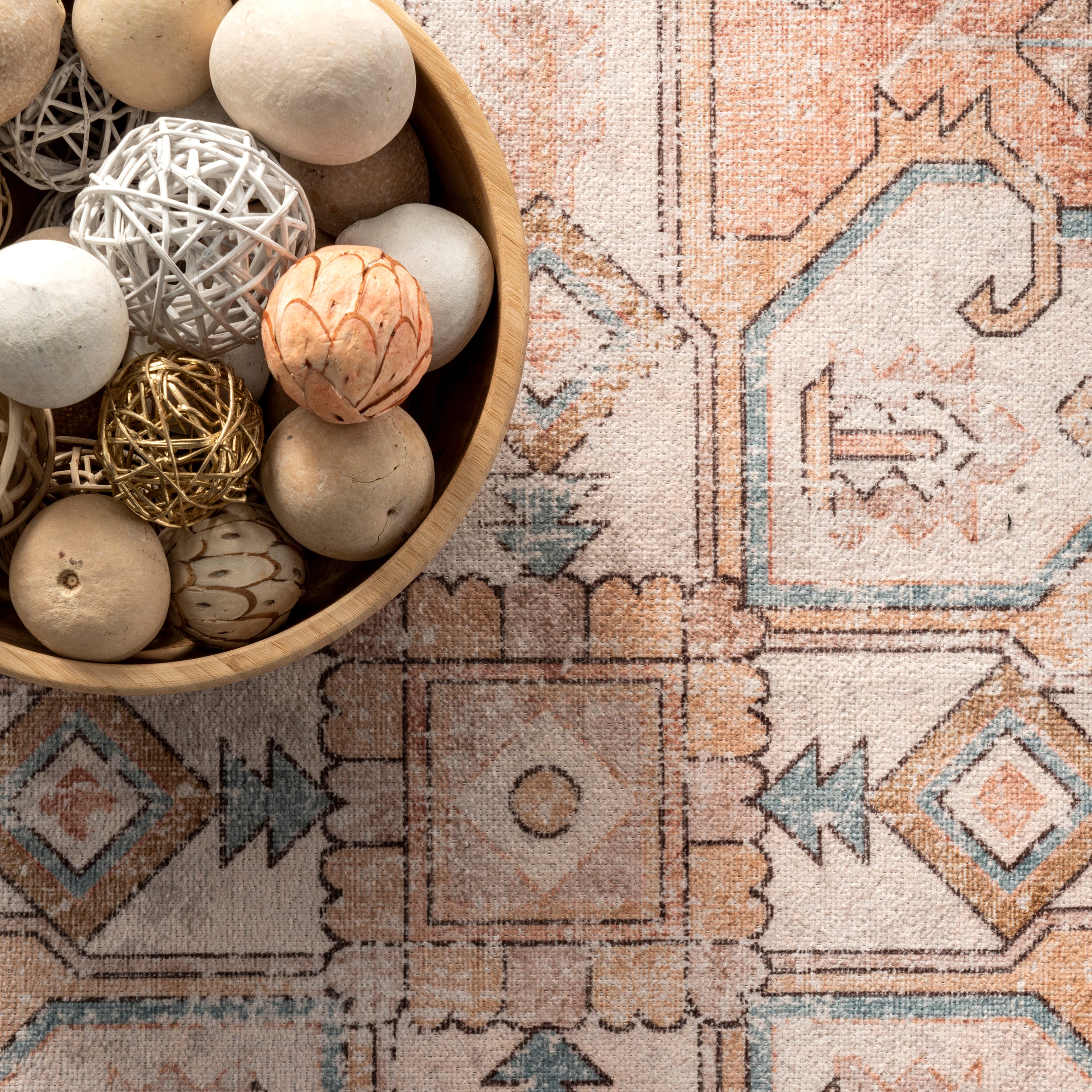 Dawson Machine Washable Distressed Medallion Area Rug - Image 6