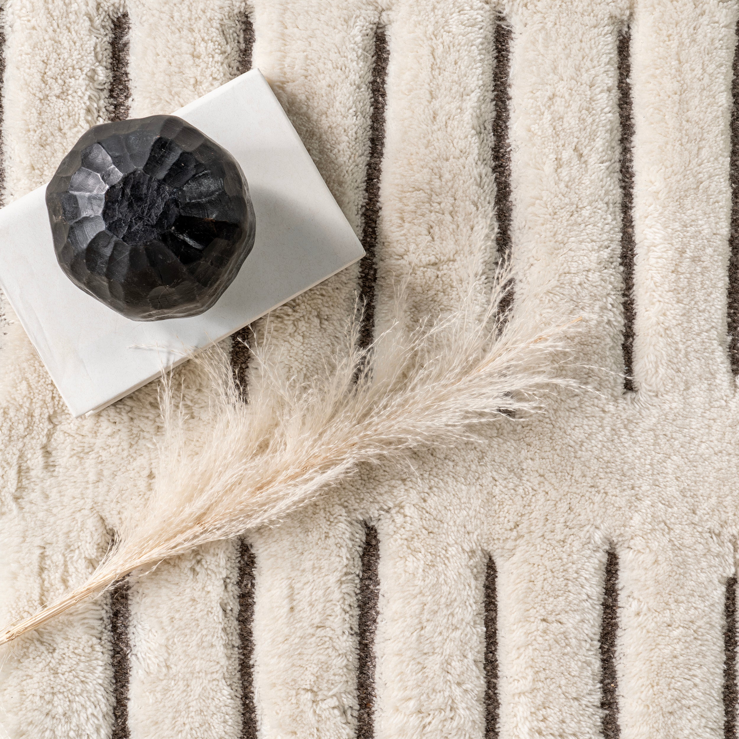 Nalini Modern Striped High-Low Wool Area Rug - Image 6
