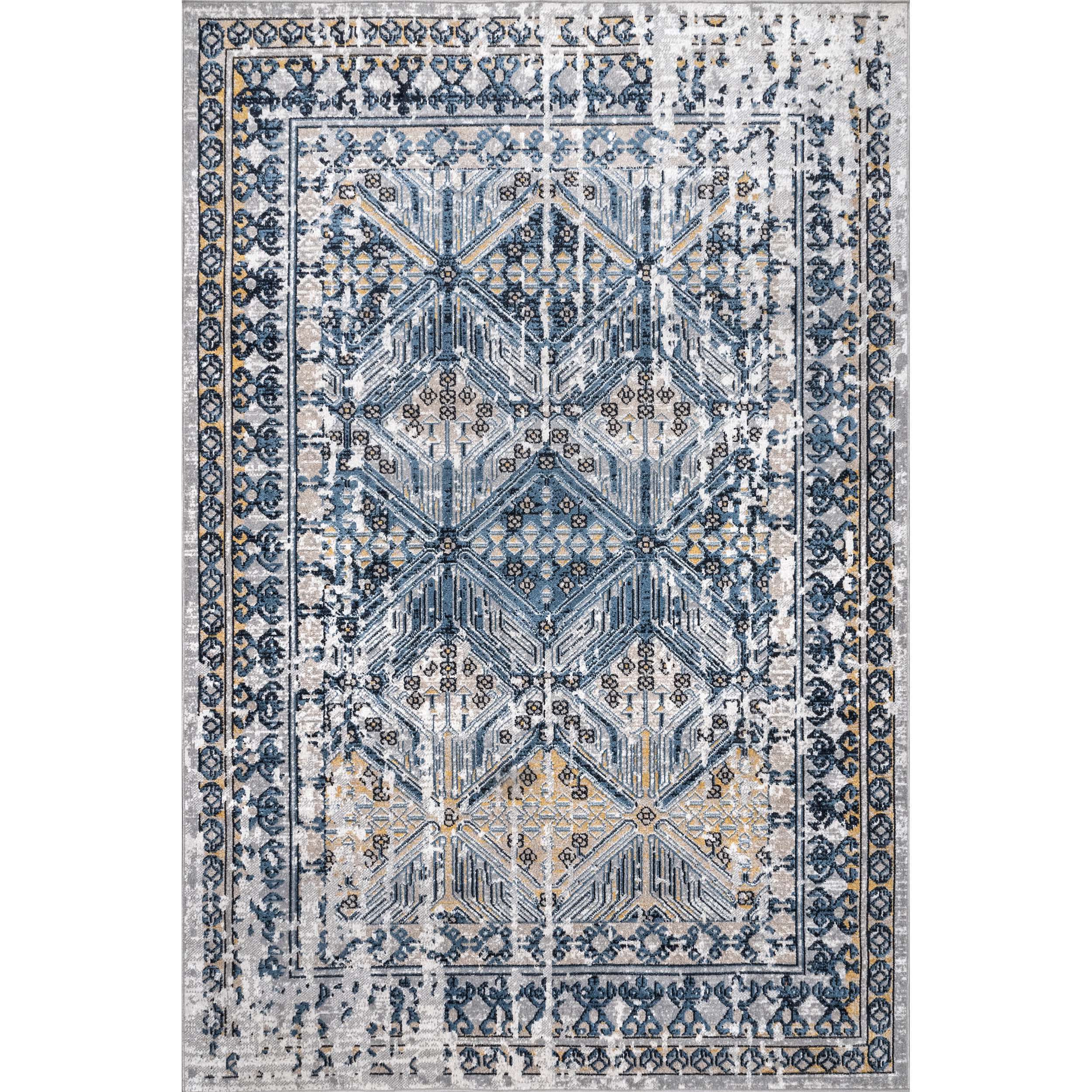 Sidney Machine Washable Vintage Diamond Area Rug