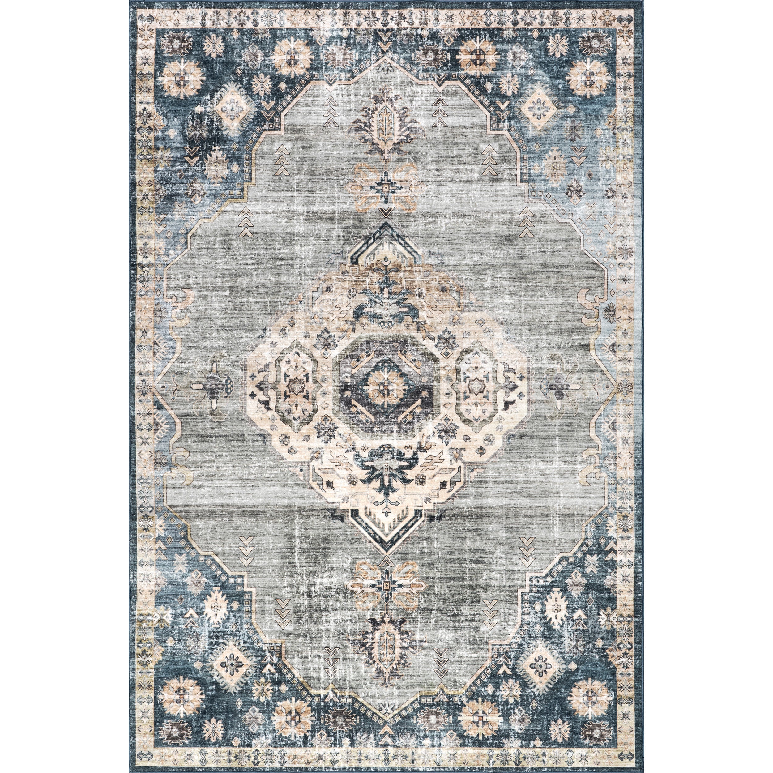 Kallipoe Medallion Spill Proof Machine Washable Area Rug