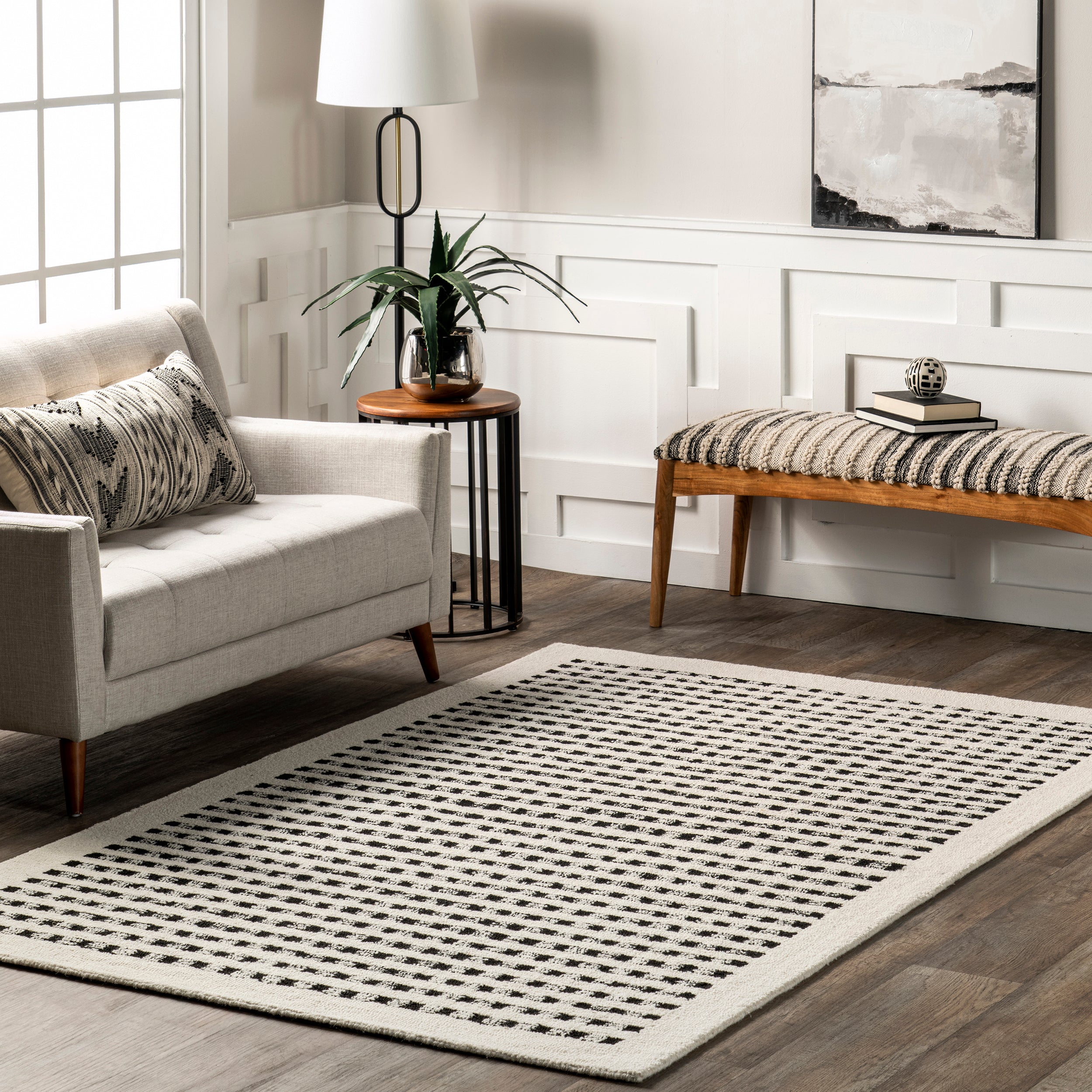 Adahlia Checkered Wool Area Rug - Image 2