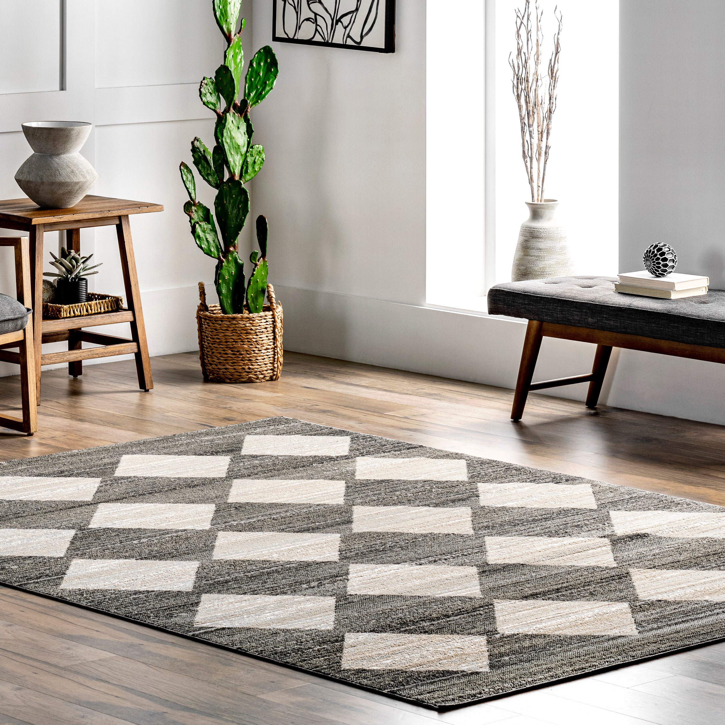 Gianna Contemporary Geometric Checker Tile Area Rug - Image 2