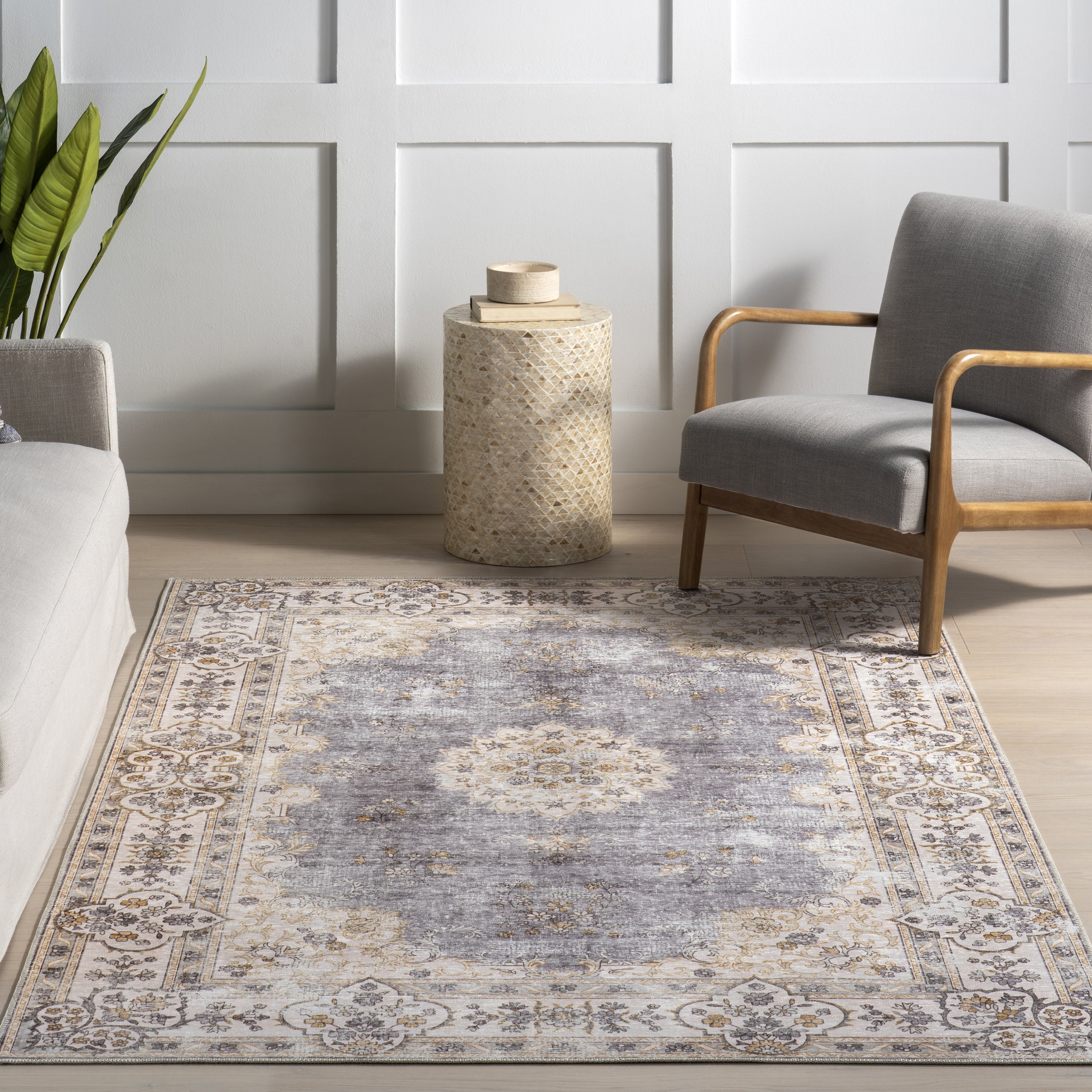 Teja SplashGuard Persian Medallion Machine Washable Area Rug - Image 18