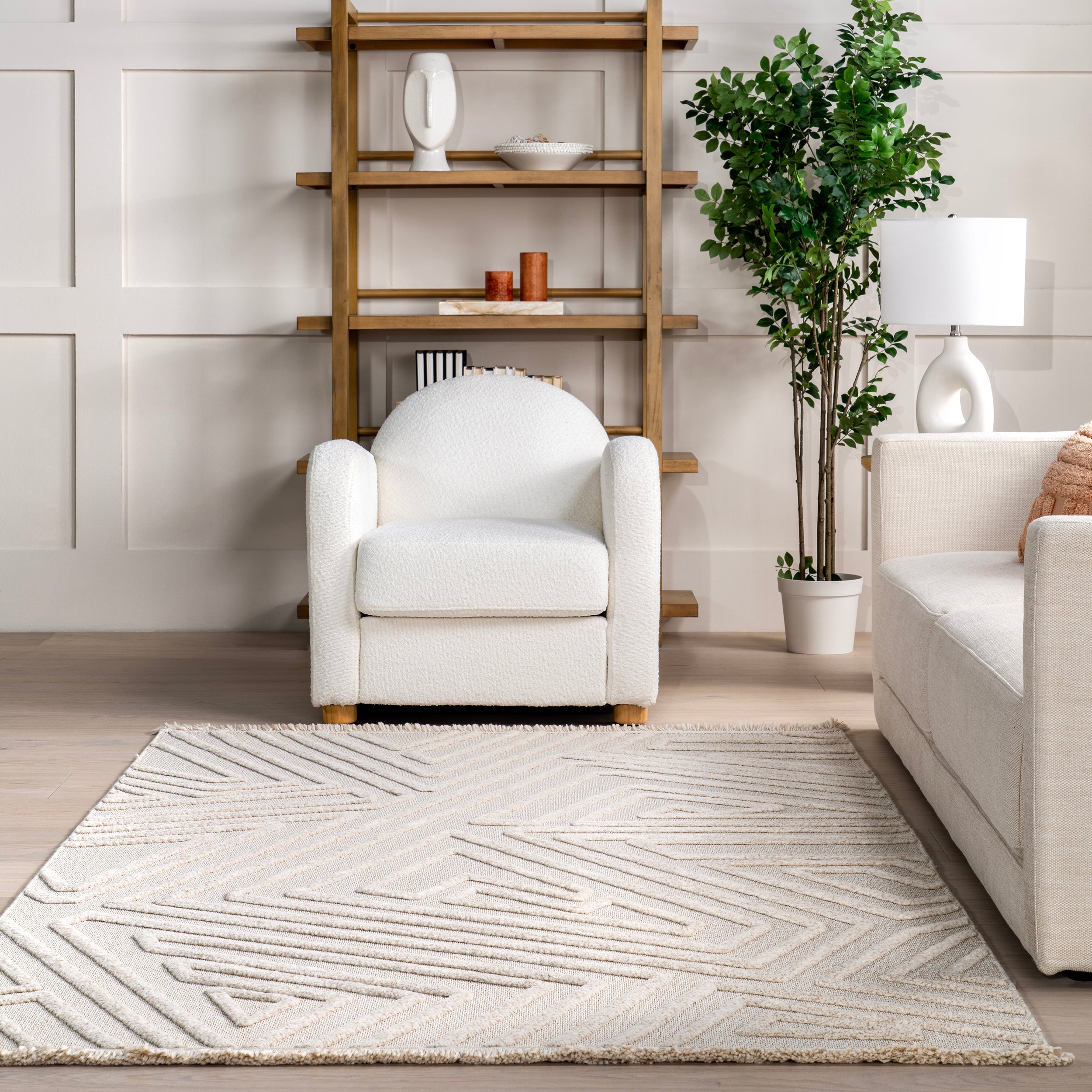 Isabeau Modern Geometric High-Low Fringe Area Rug - Image 8