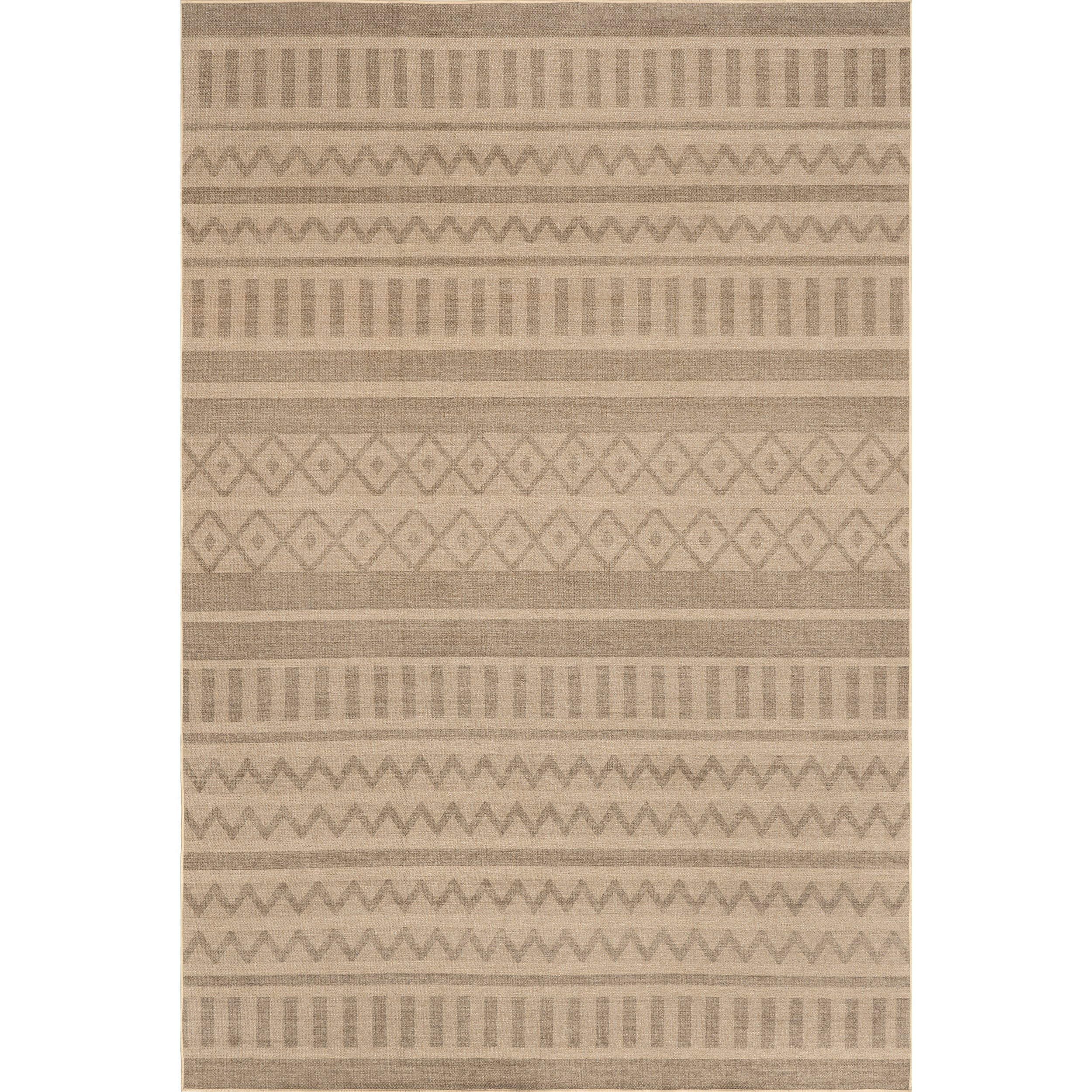 Pattie Geometric Banded Easy-Jute Machine Washable Area Rug