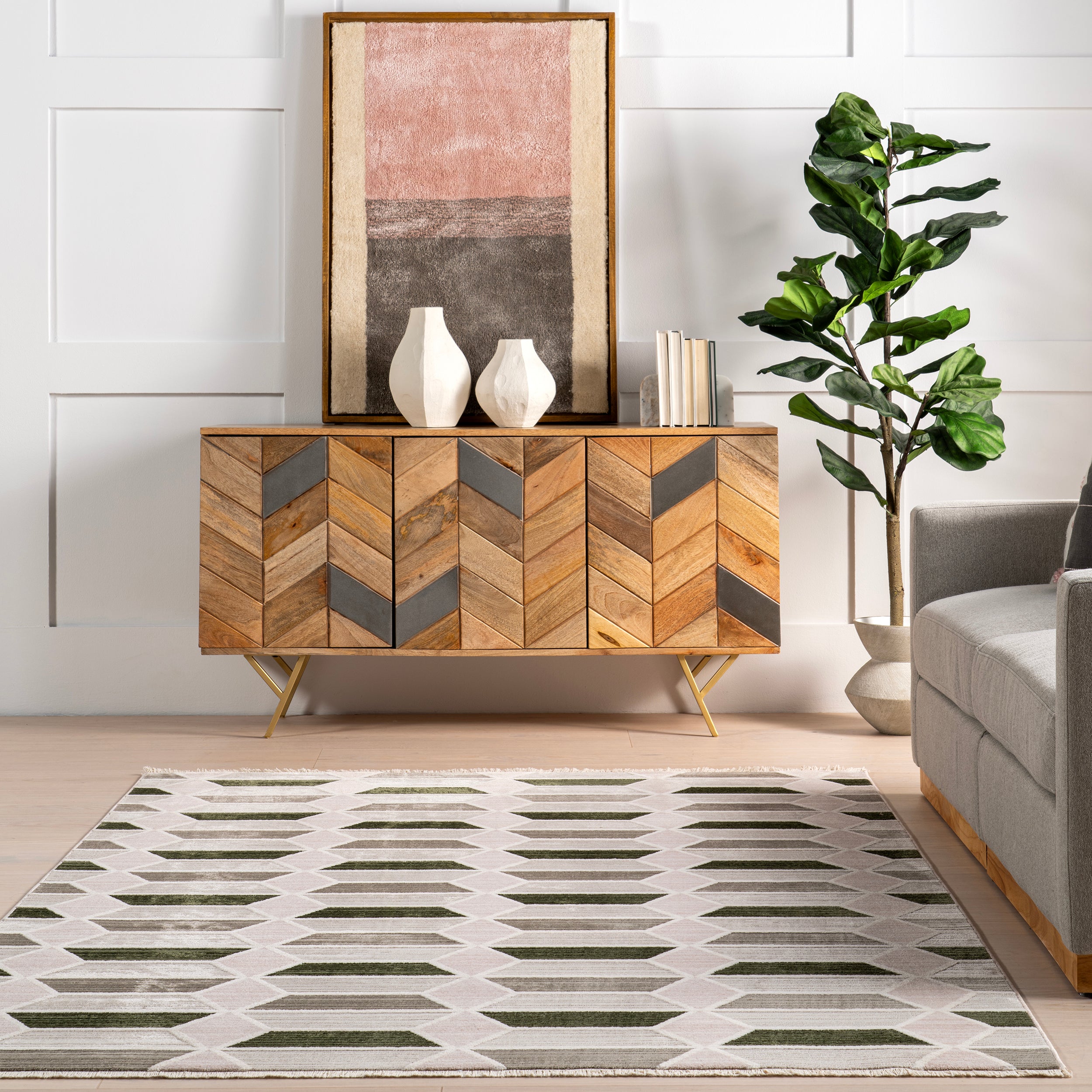 Fressia Modern High-Low Geometric Area Rug - Image 8