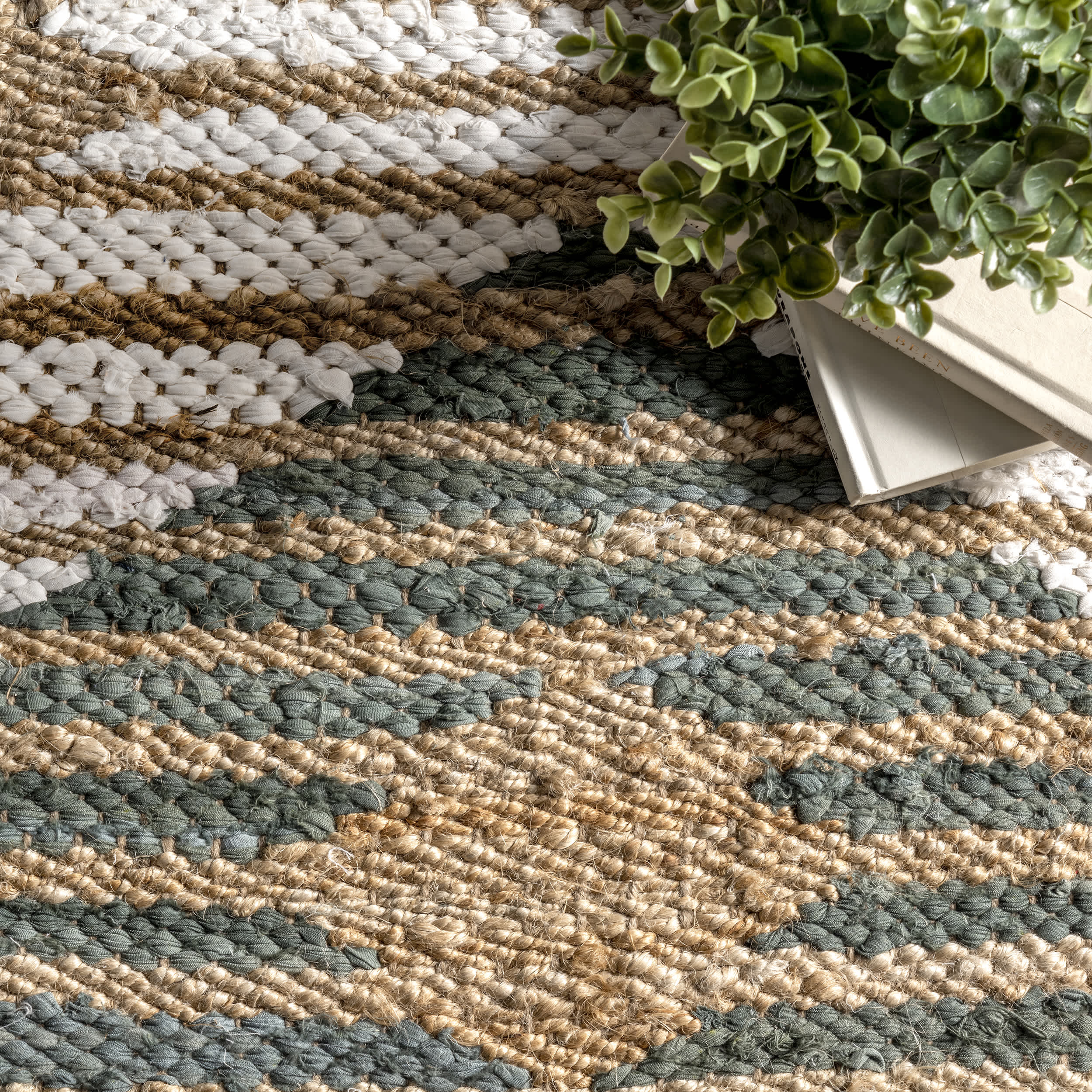 Hand Braided Marla Denim And Jute Diamonds - Image 26