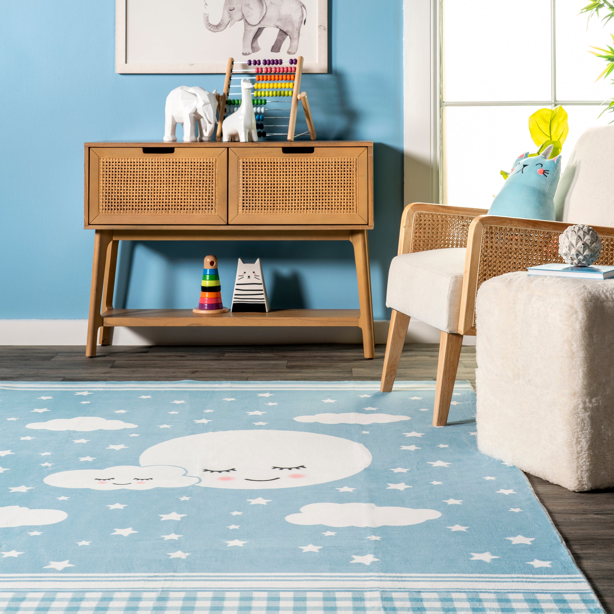 Peaceful Night Machine Washable Kids Area Rug - Image 17