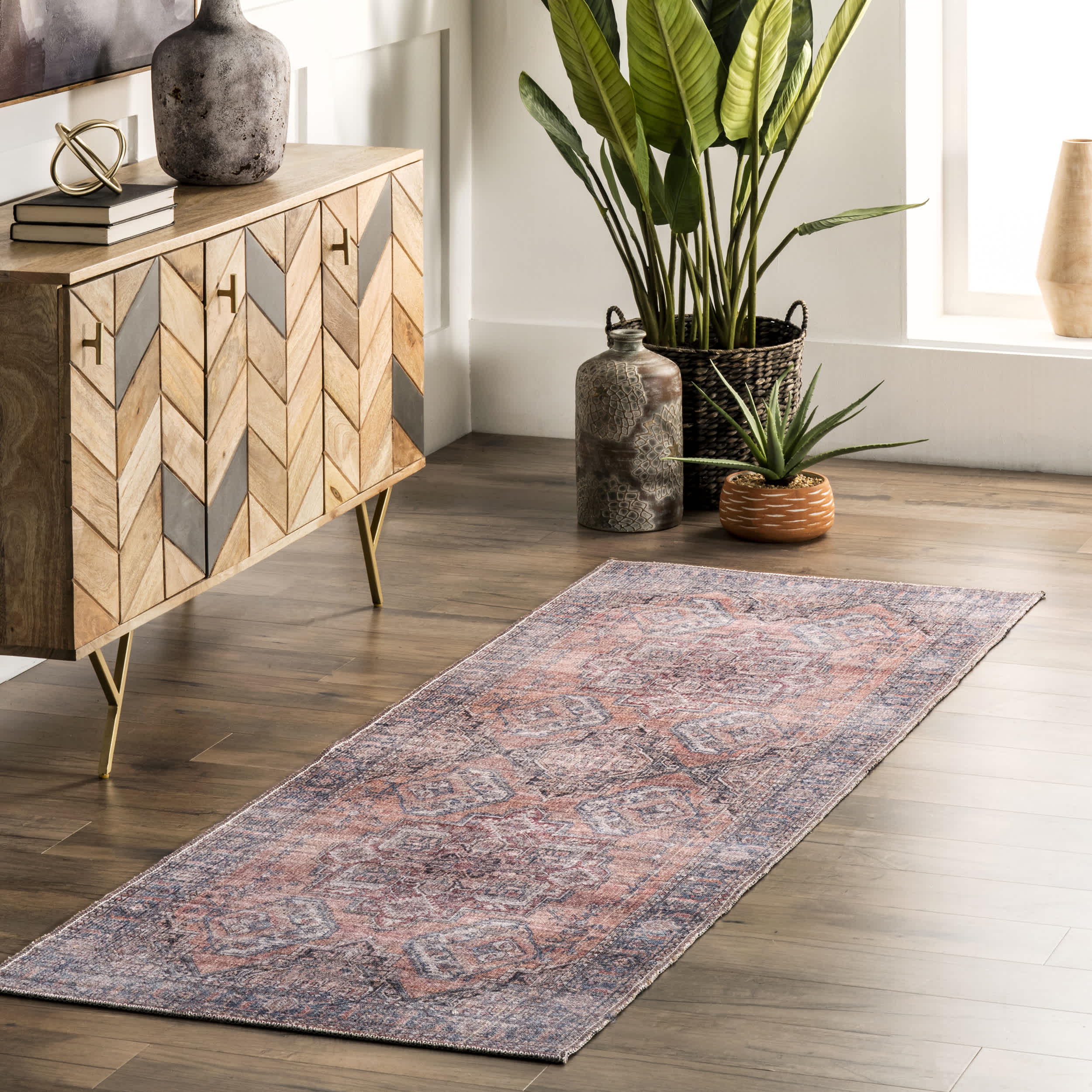 Maple Machine Washable Floral Medallion Area Rug - Image 10