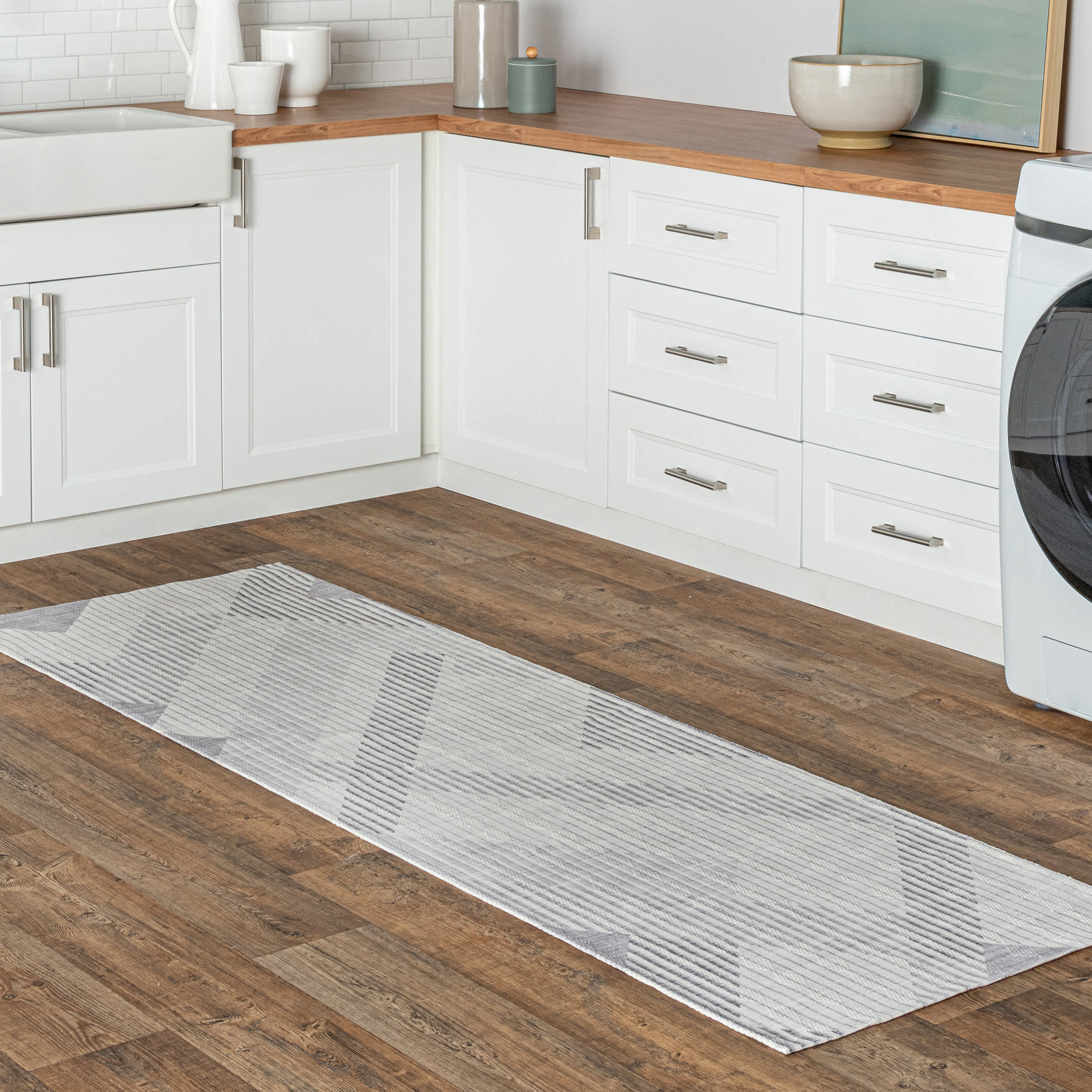 Modern Striped Washable Area Rug - Image 10