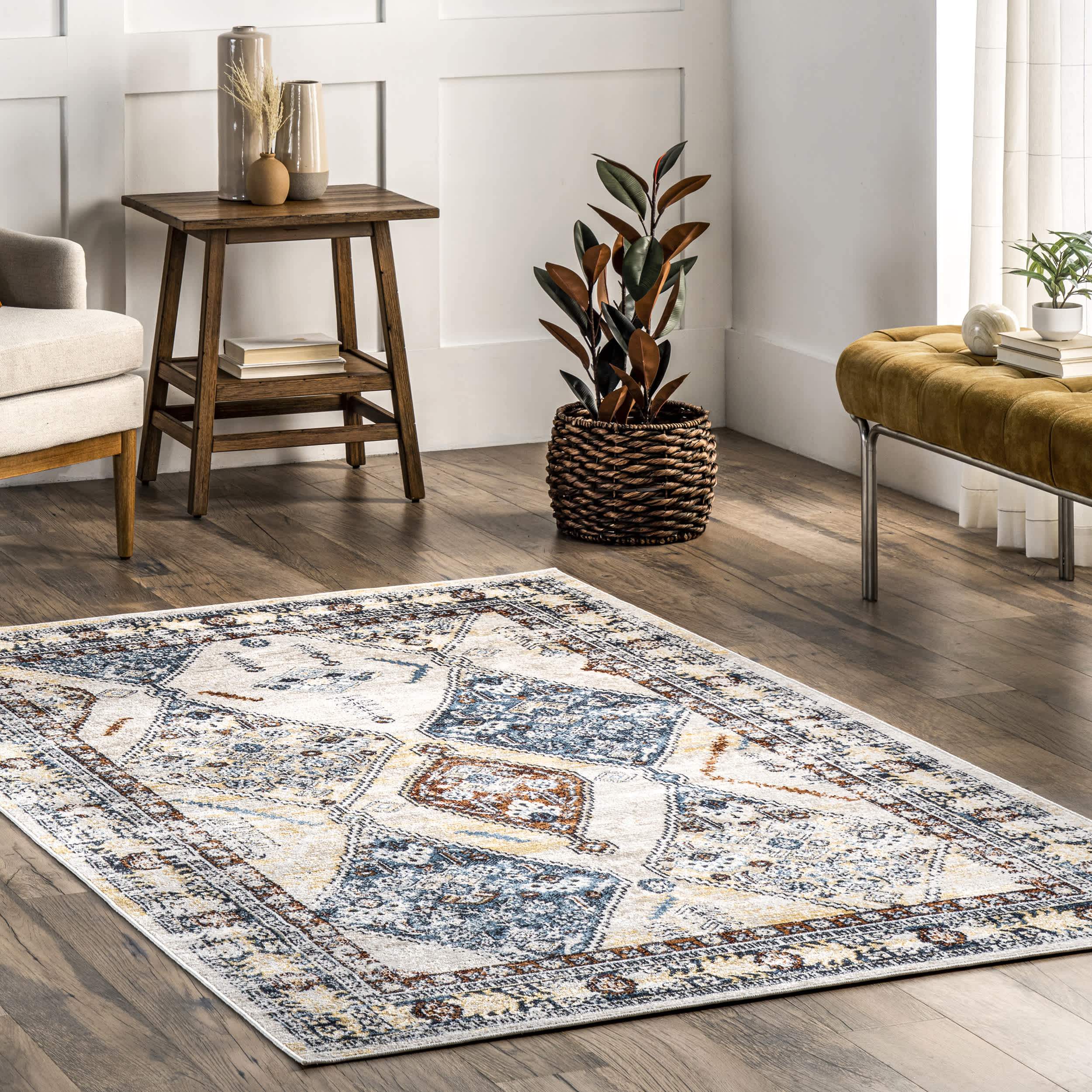 Clarabelle Machine Washable Traditional Diamonds Area Rug - Image 2