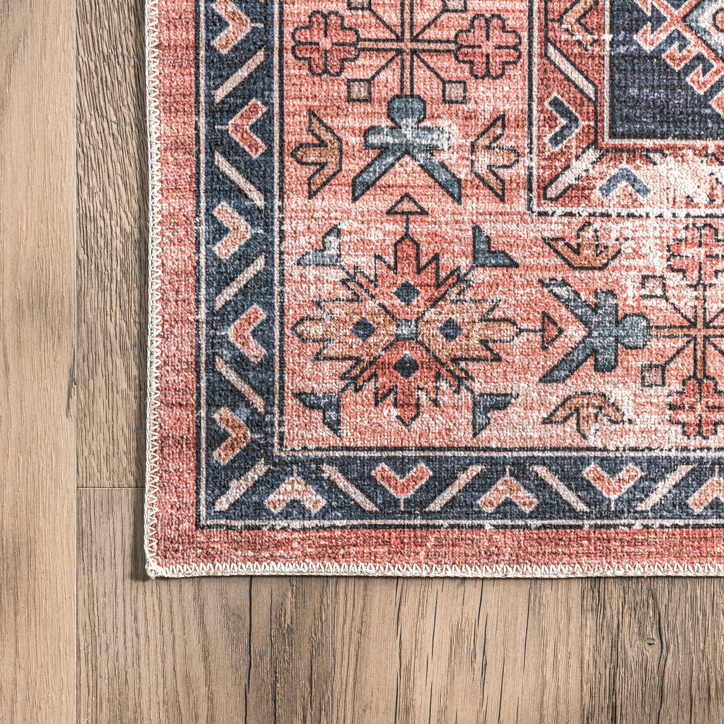 Medallion Bordered Machine Washable Area Rug - Image 5