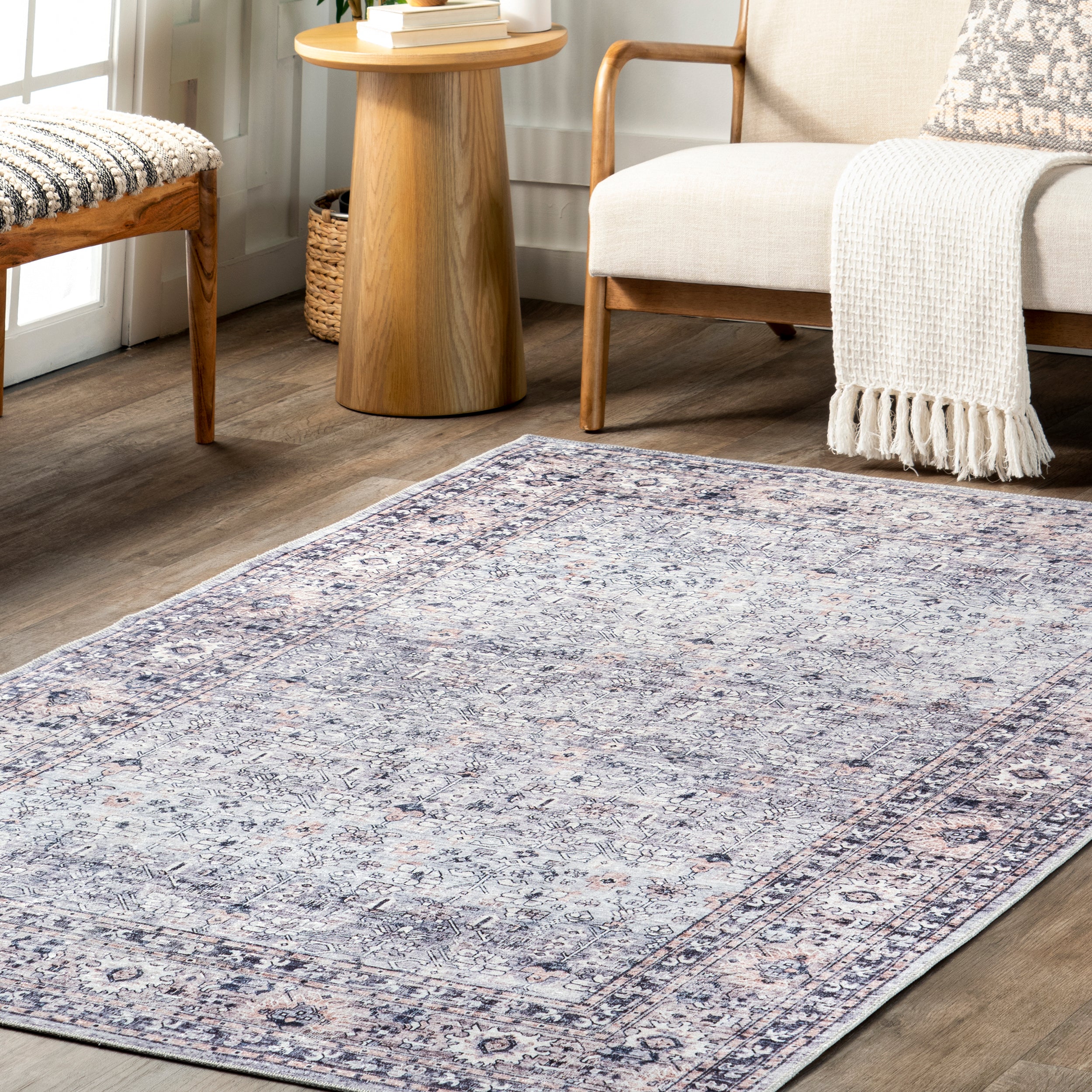 Indy Vintage Stain-Resistant Machine Washable Area Rug - Image 9