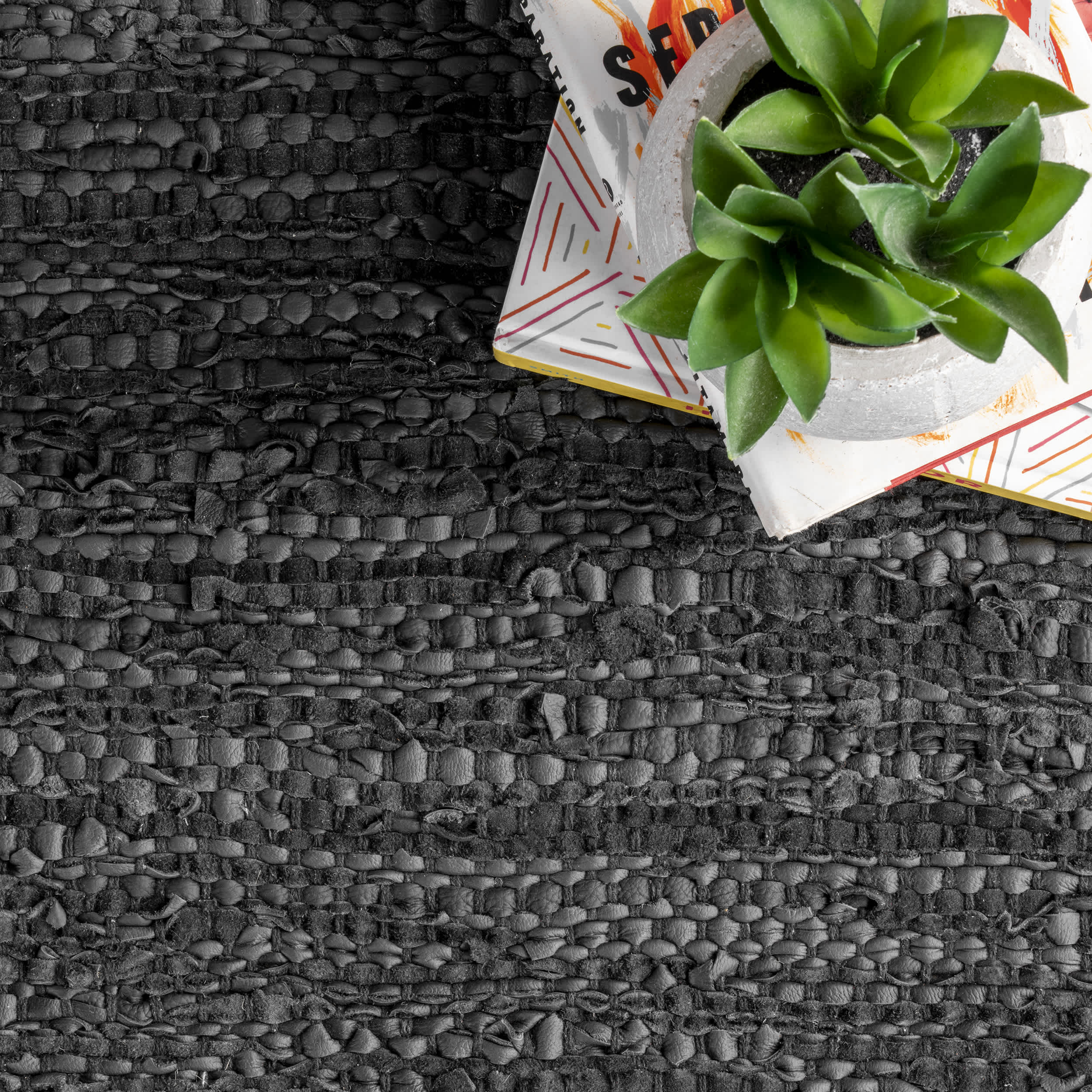Sabby Hand Woven Leather Flatweave Area Rug - Image 23