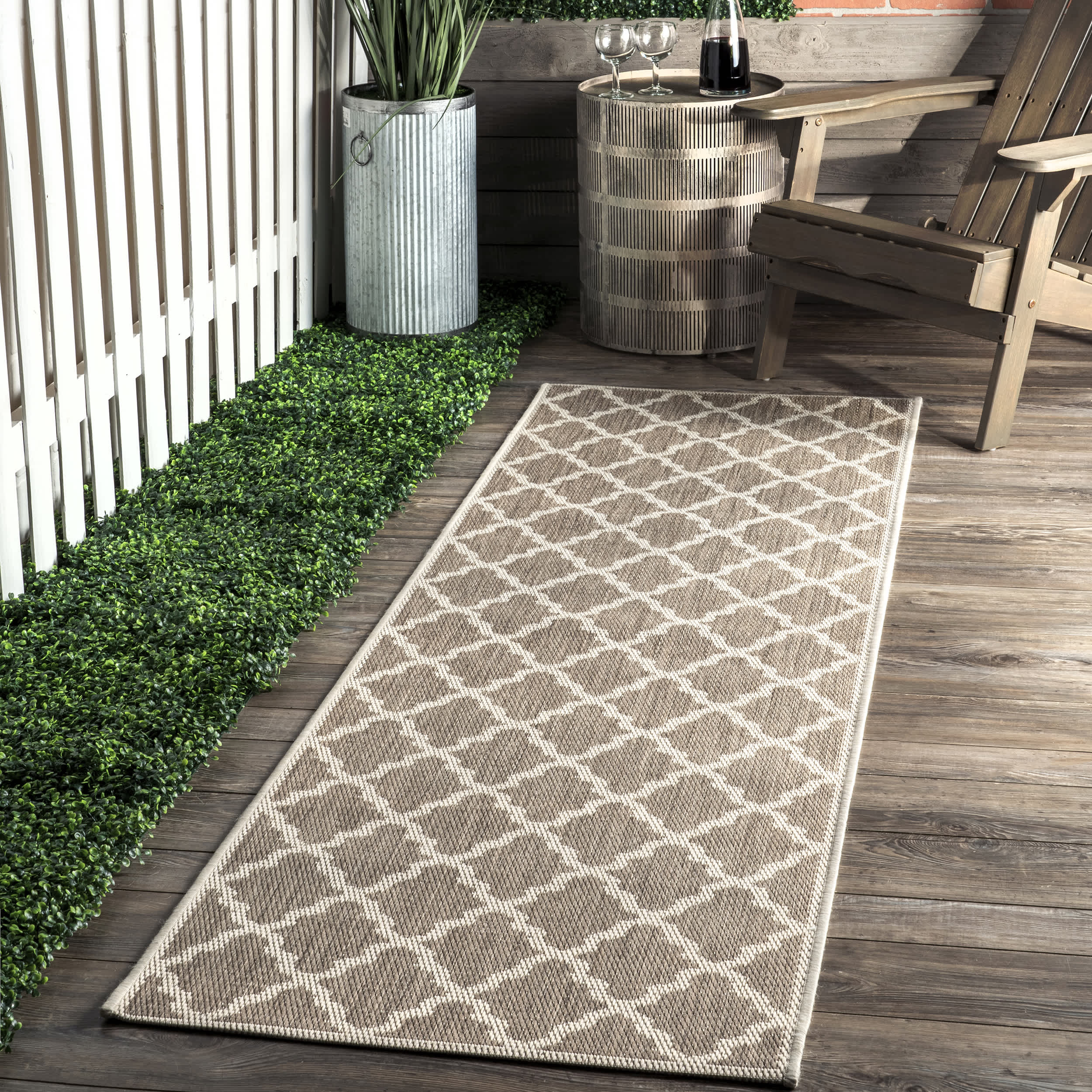 Machine Made Gina Outdoor Moroccan Trellis Area Rug - Image 10