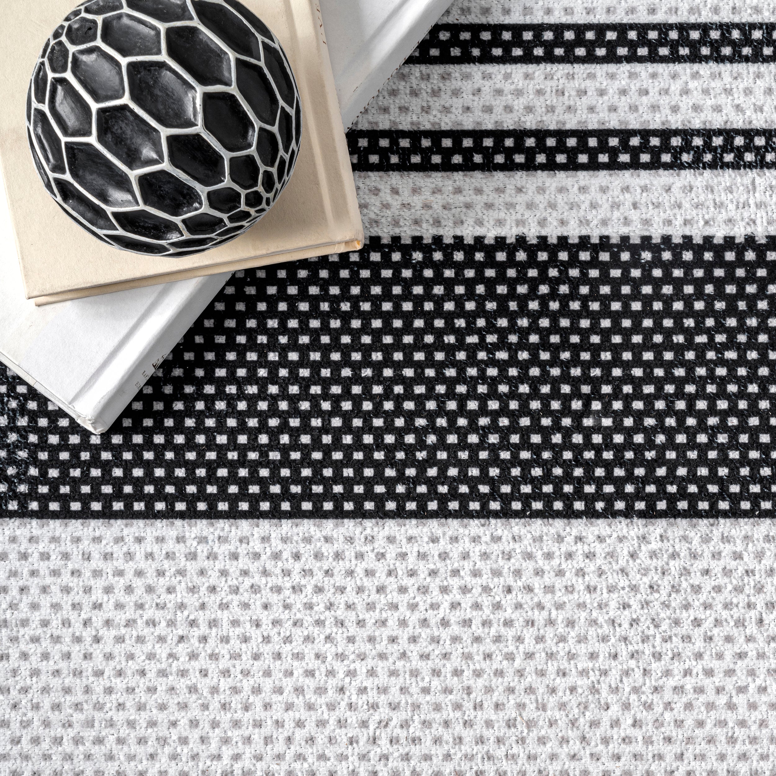 Lena Machine Washable Striped Area Rug - Image 6