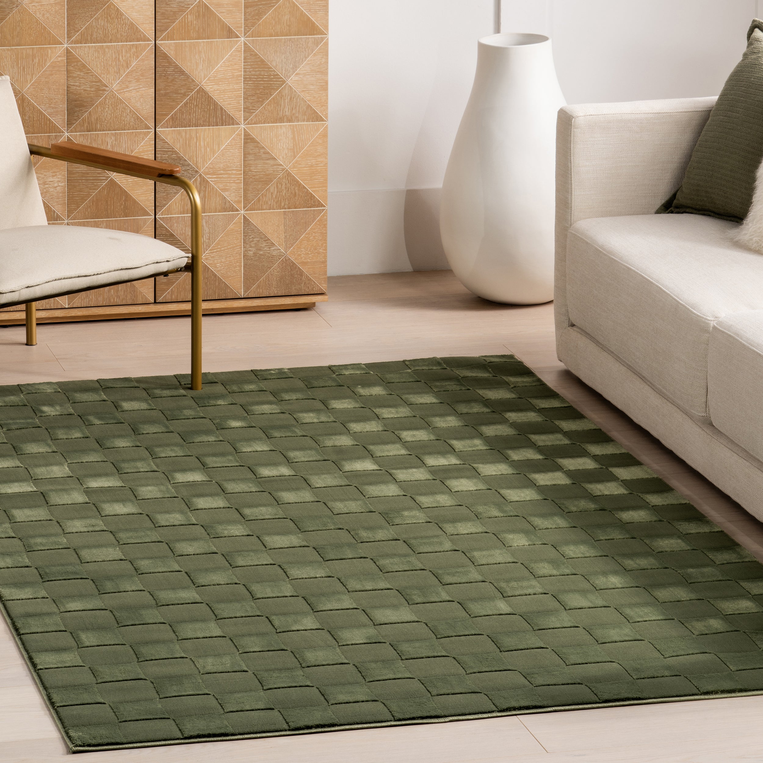 Alaiya Checkered Machine Washable Area Rug - Image 9