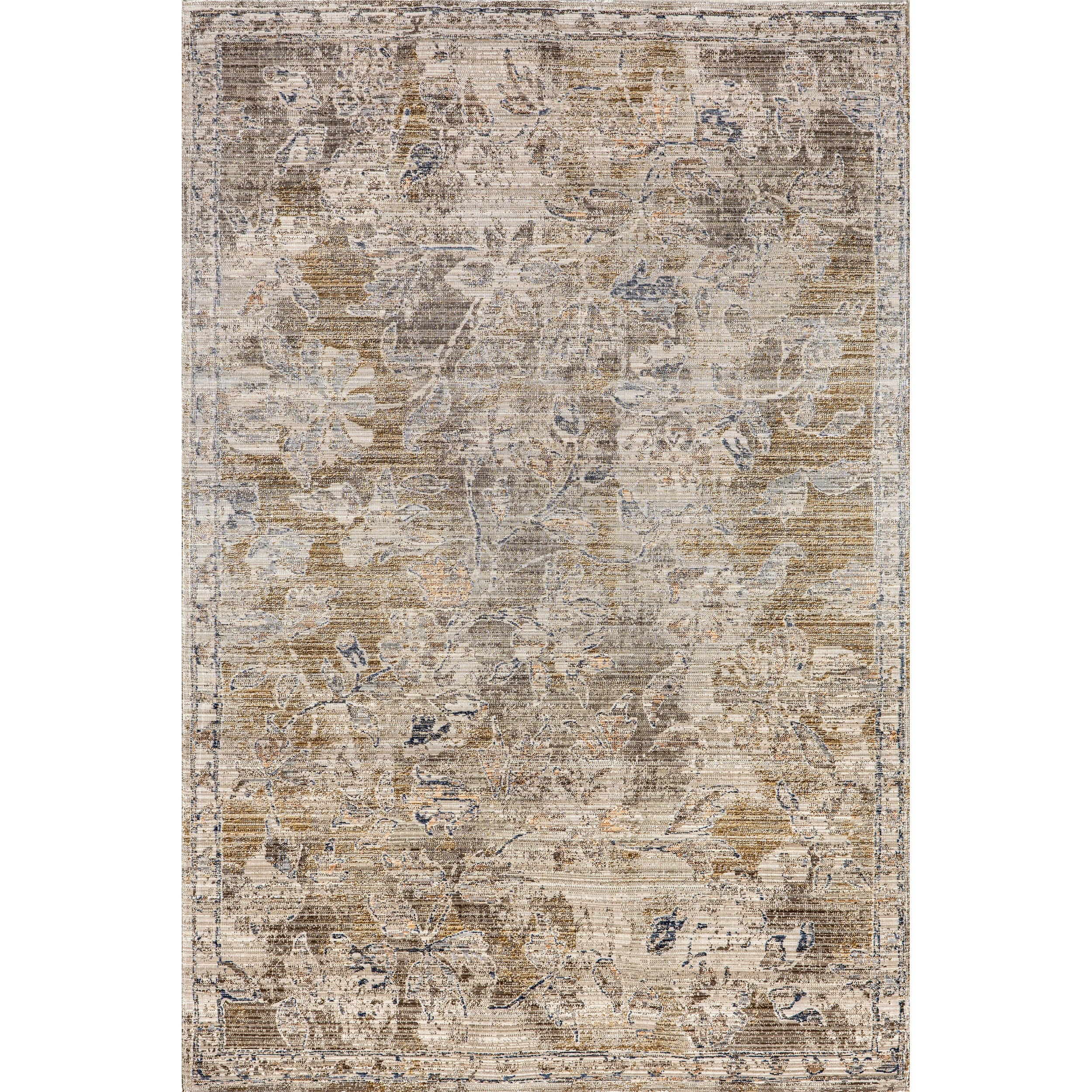 Zenni Vintage Floral Indoor/Outdoor Machine Washable Area Rug