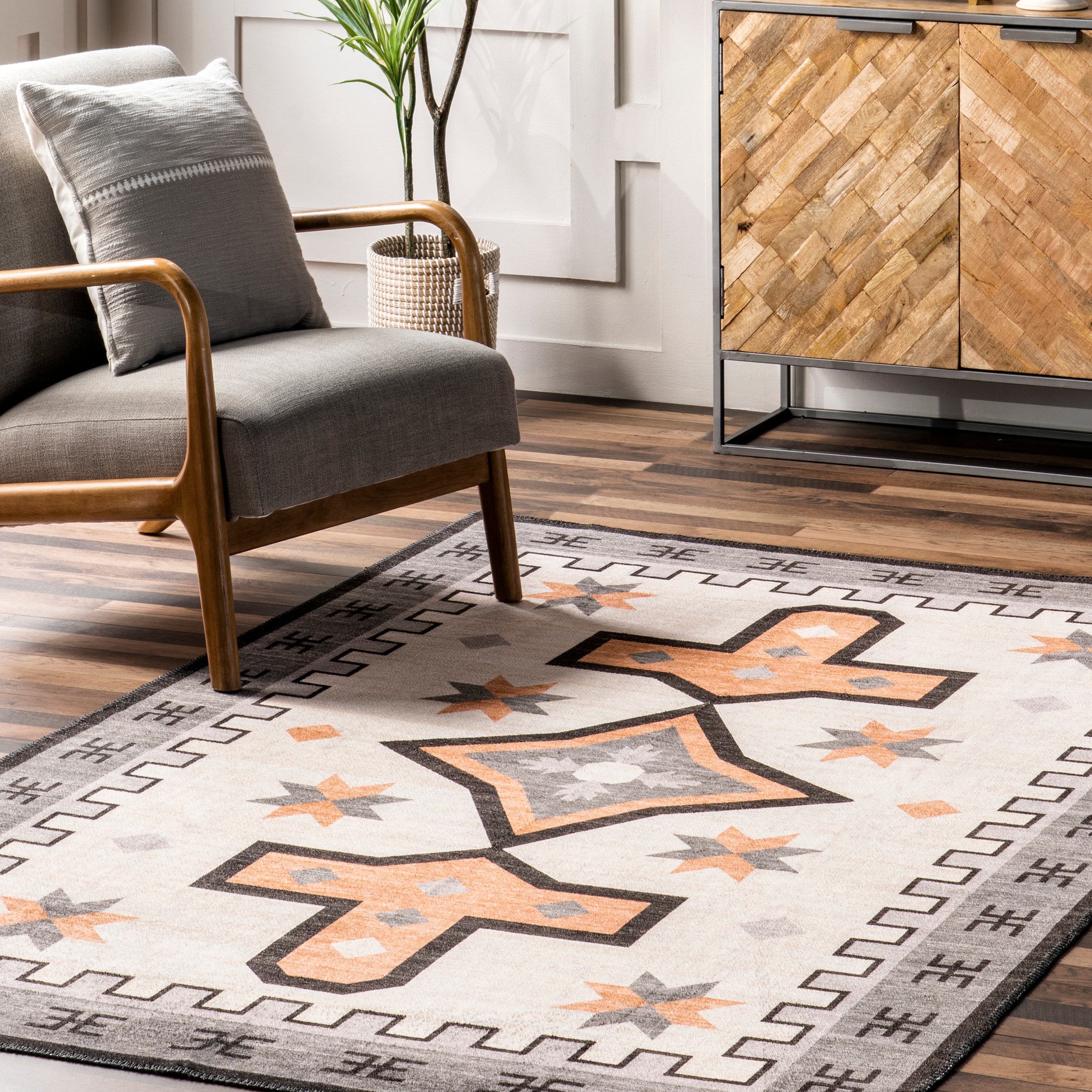 Remy Bold Geometric Machine Washable Area Rug - Image 18