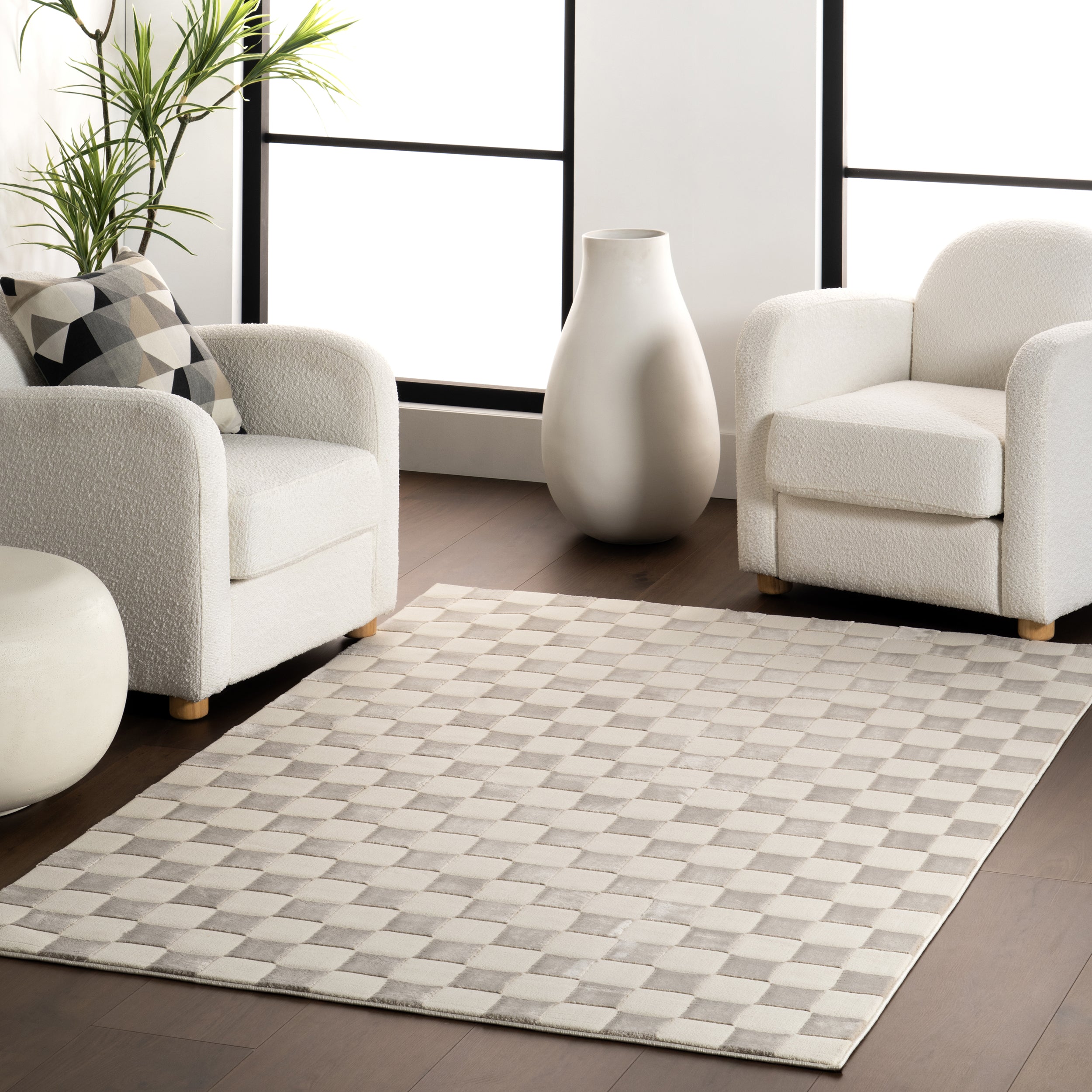 Alaiya Checkered Machine Washable Area Rug - Image 13