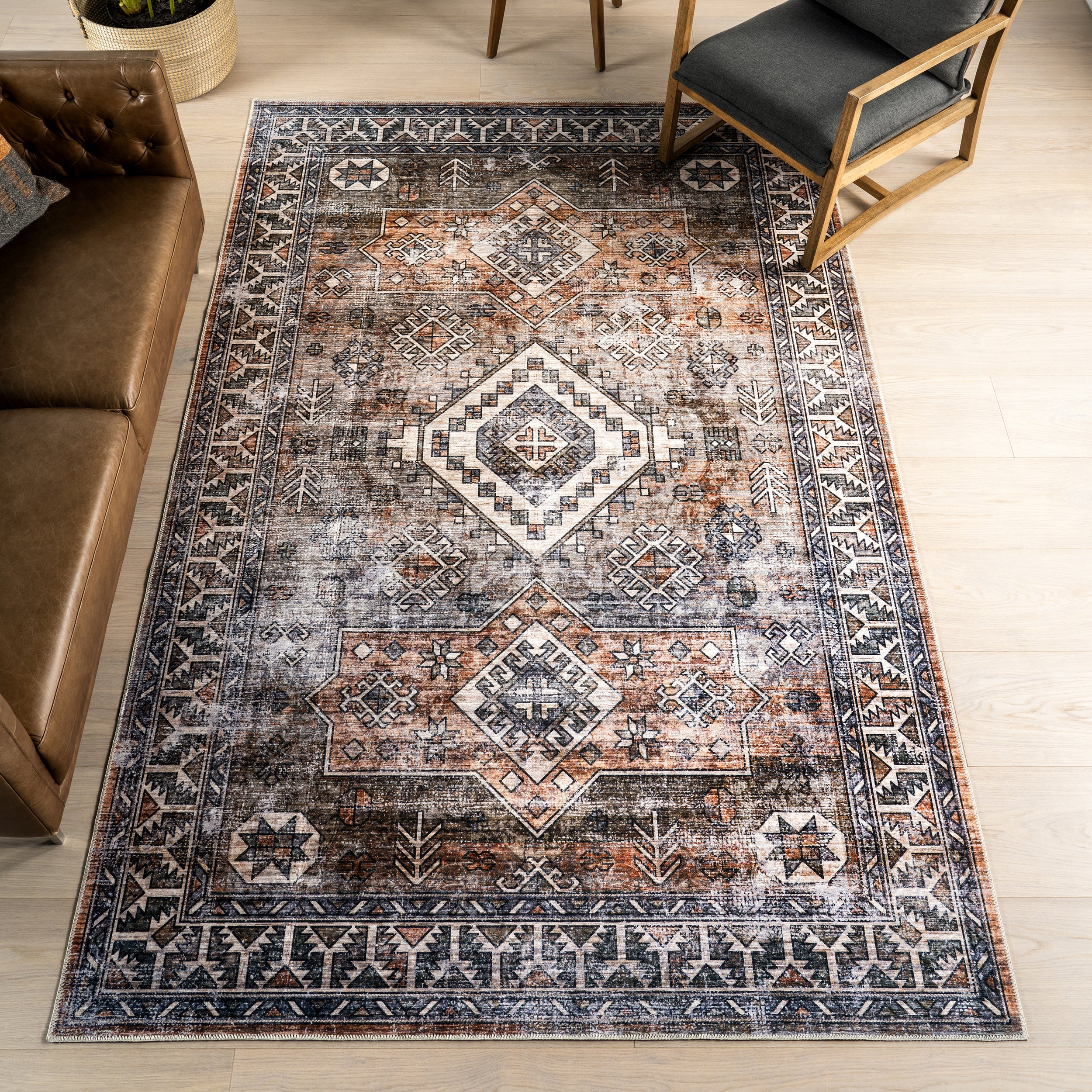 Layana SplashGuard Geometric Machine Washable Area Rug - Image 2