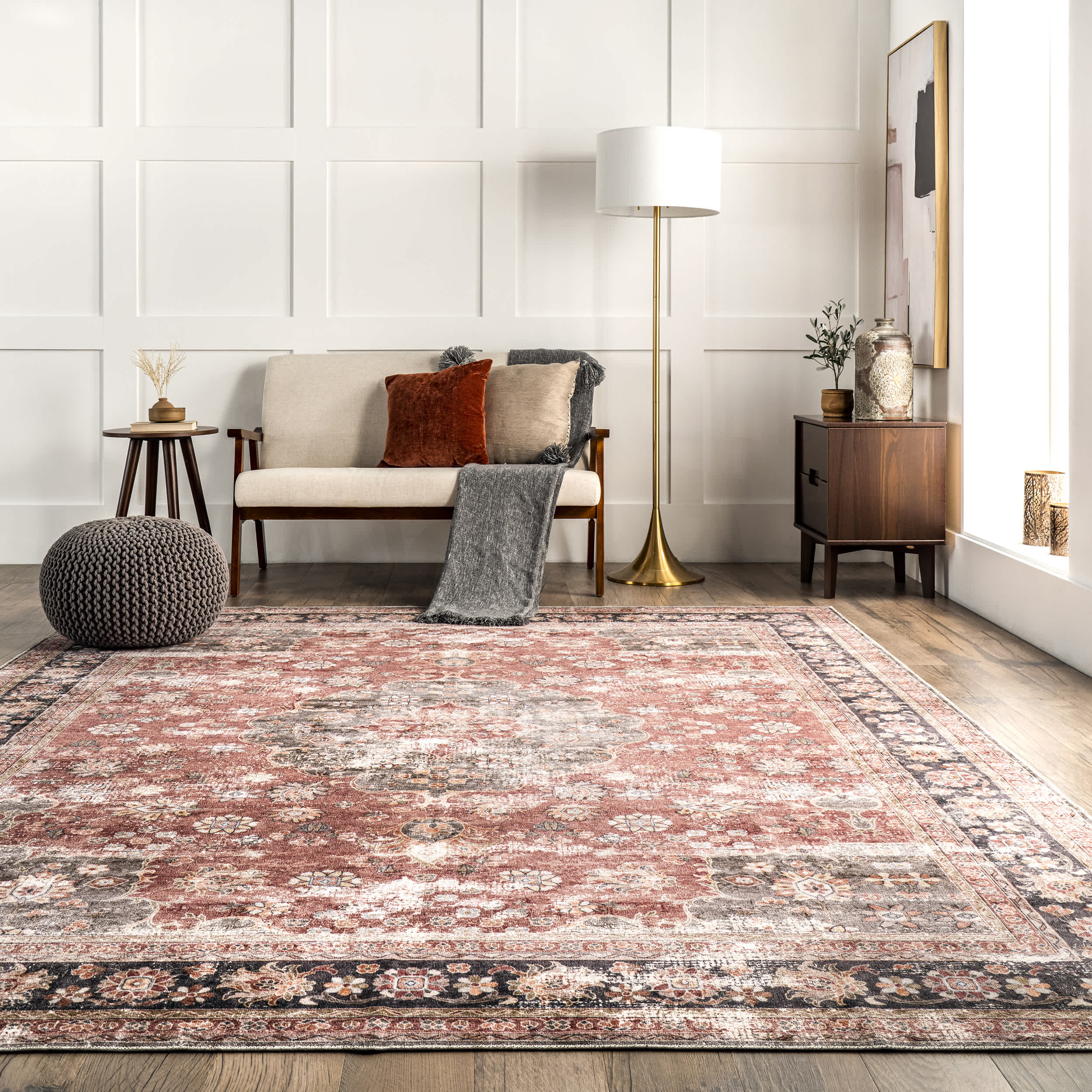 Emelina Traditional Persian Machine Washable Area Rug - Image 8