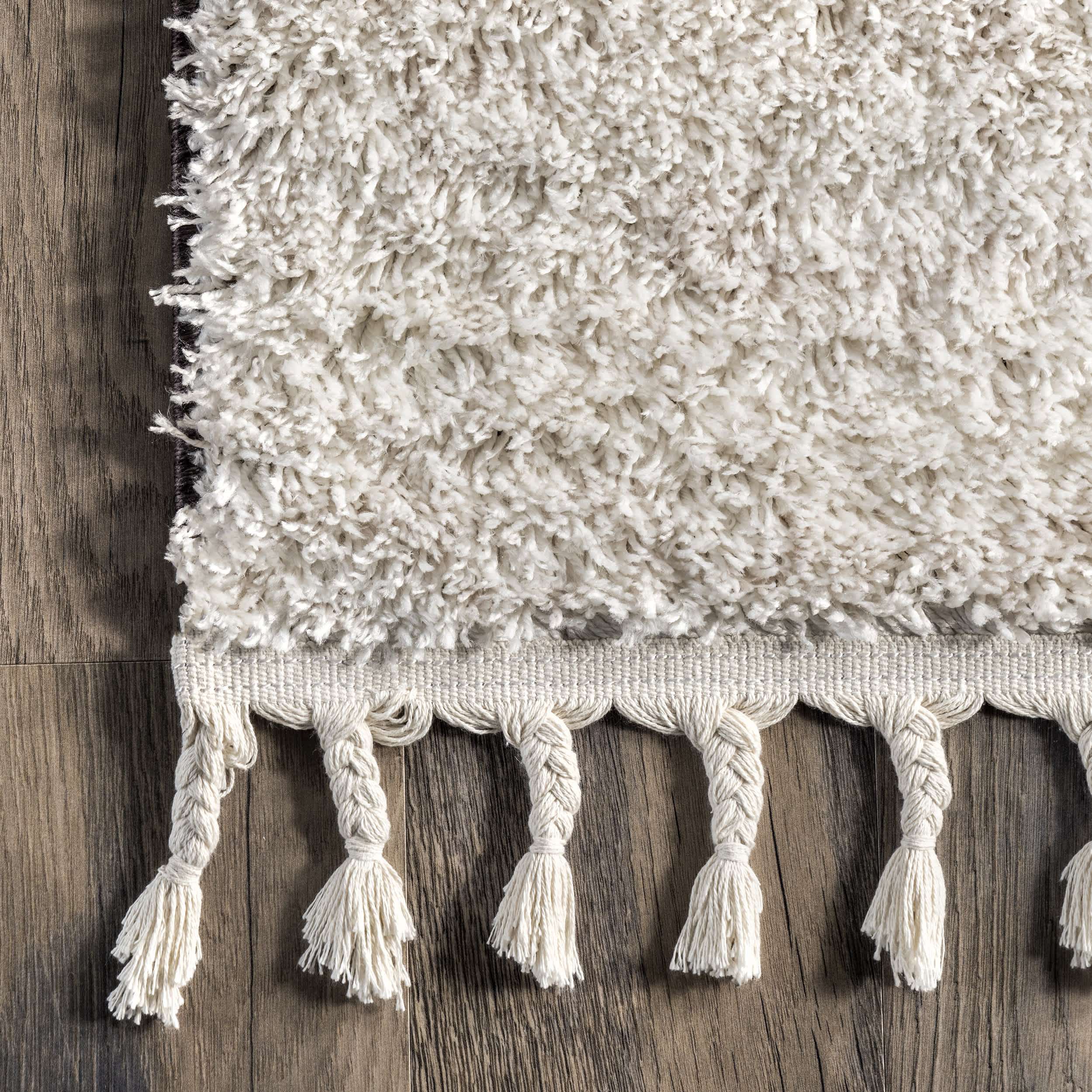 Kaylie Shaggy Modern Geometric Tassel Area Rug - Image 5