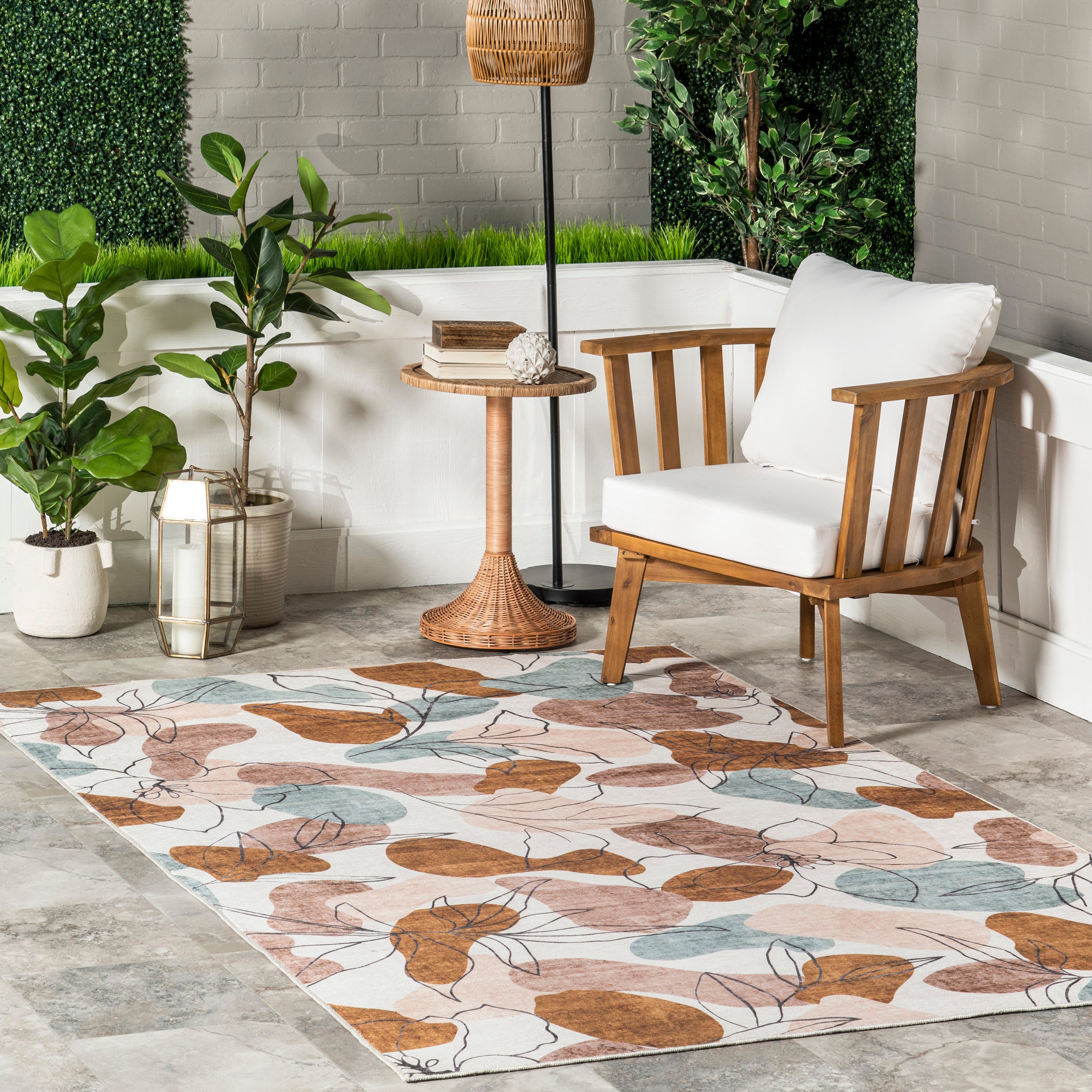 Deisy Abstract Floral Machine Washable Indoor/Outdoor Area Rug - Image 2