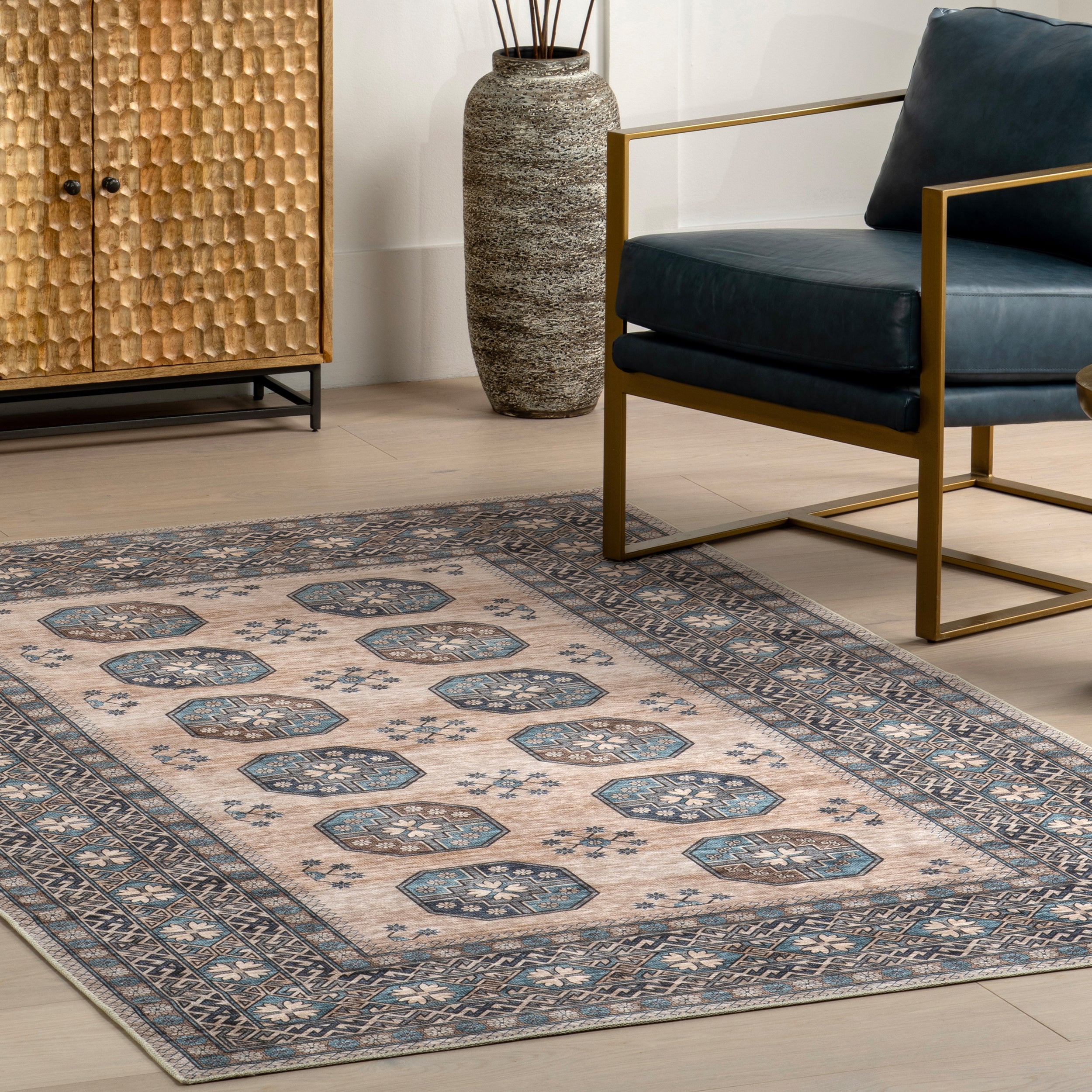 Idra Multi Medallion Stain-Resistant Machine Washable Area Rug - Image 9