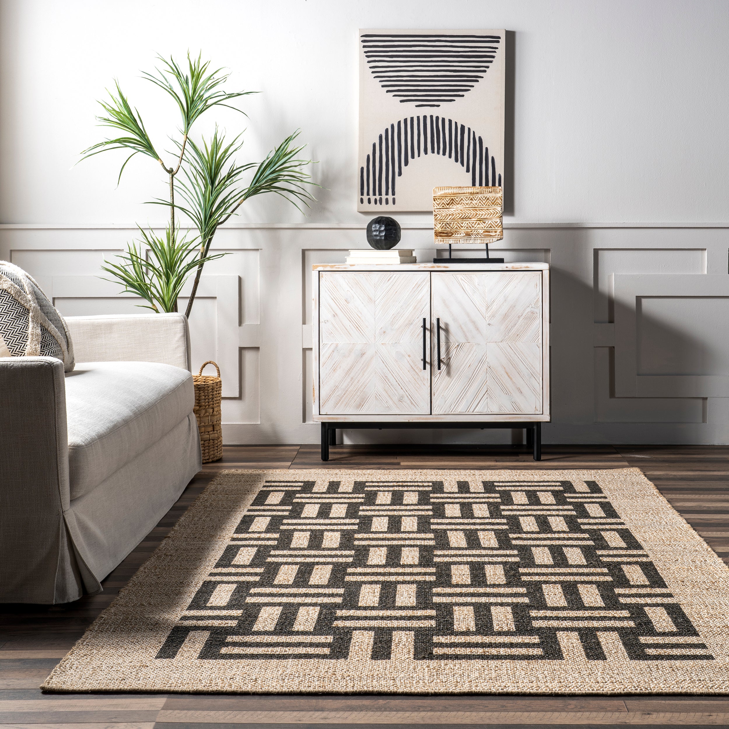 Saskia Woven Stripes Jute Area Rug - Image 8