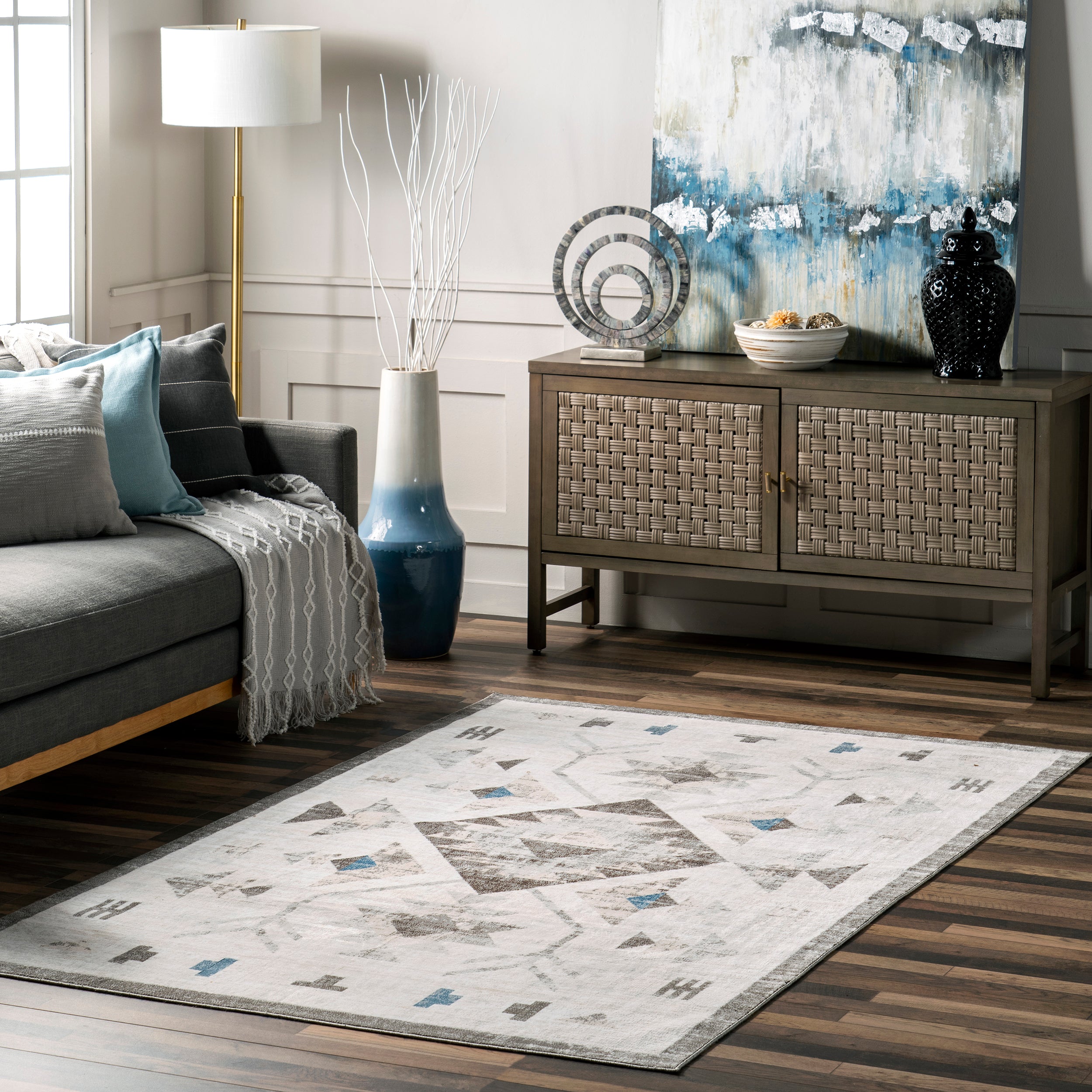 Irini Faded Southwestern Machine Washable Area Rug - Image 2